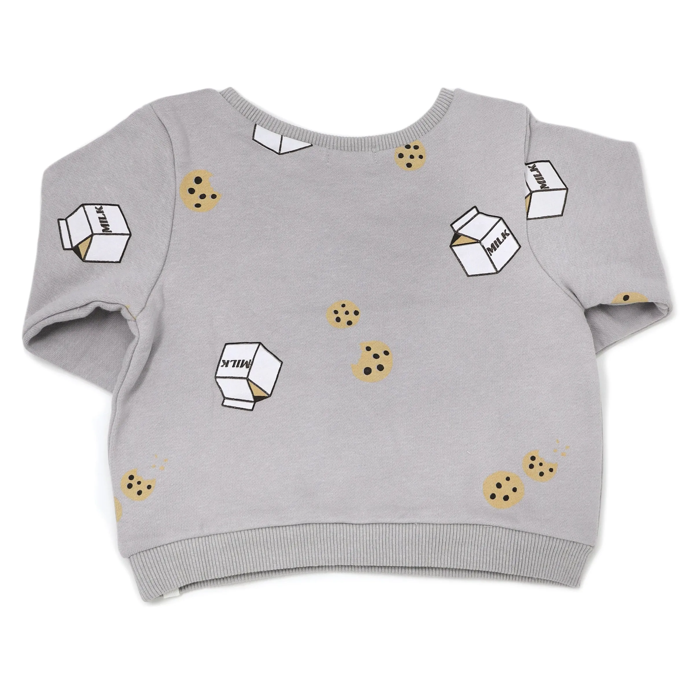 oh baby! Brooklyn Boxy Sweatshirt with Milk & Cookies Print - Pale Gray