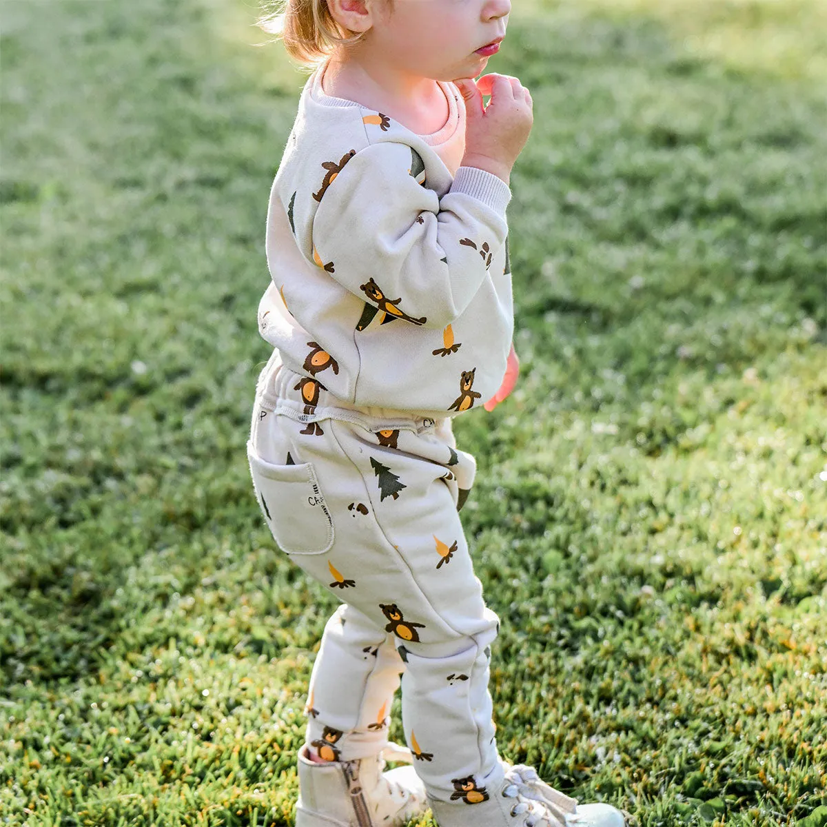 oh baby! Brooklyn Jogger Pants - Camping Print - Biscotti