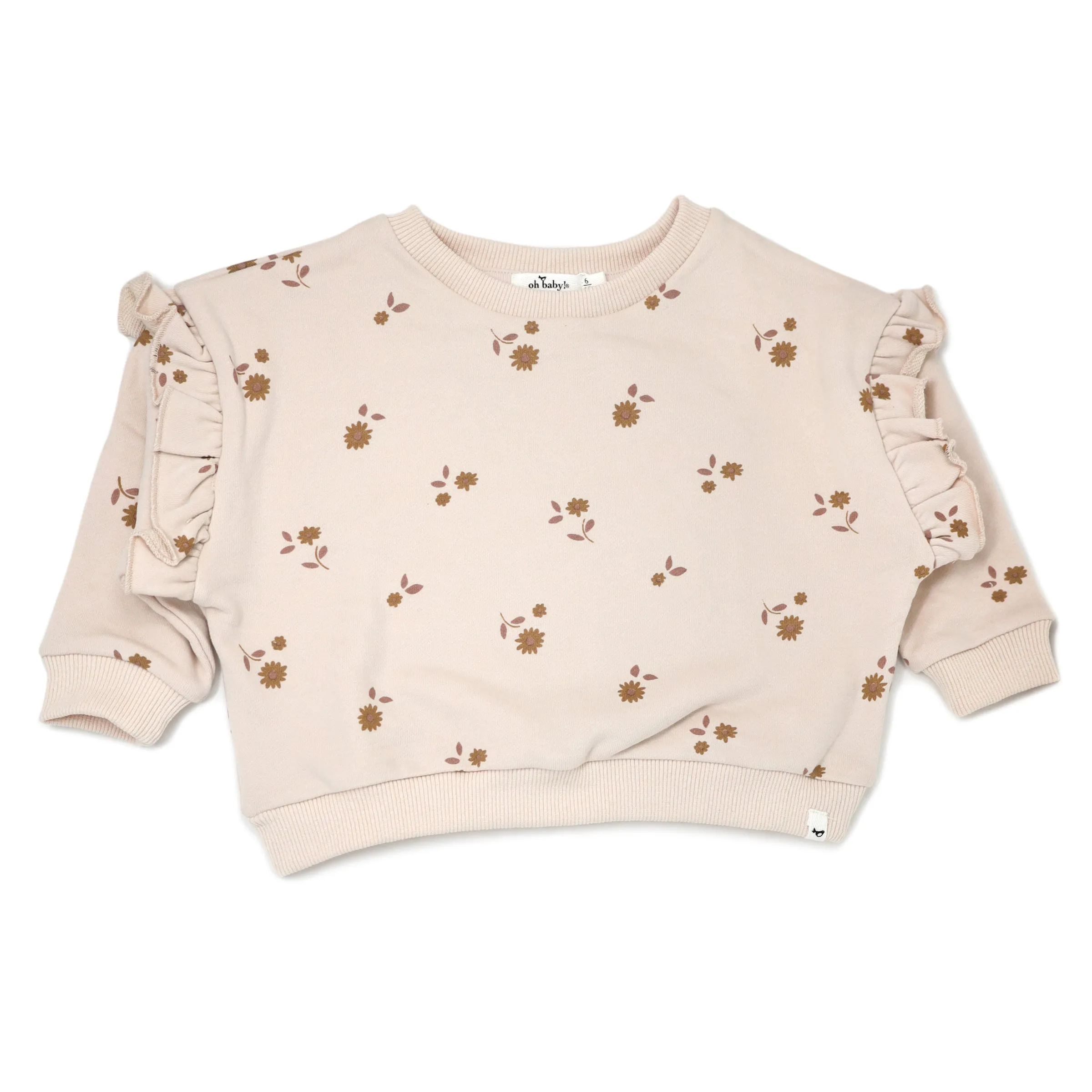 oh baby! Millie Slouch Sweatshirt - Mini Daisies with Leaves Print - Shell