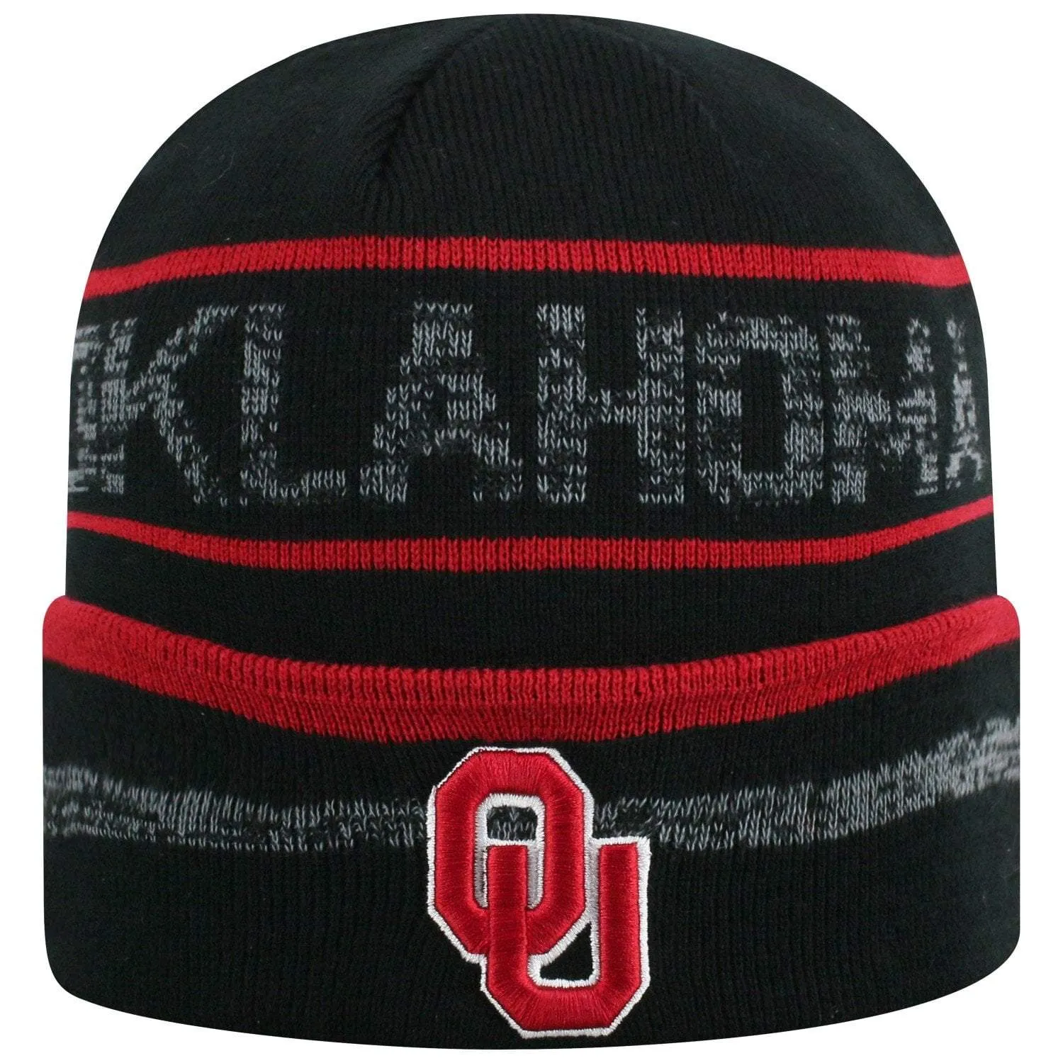 Oklahoma Sooners TOW Black Striped "Effect" Style Cuffed Knit Beanie Cap