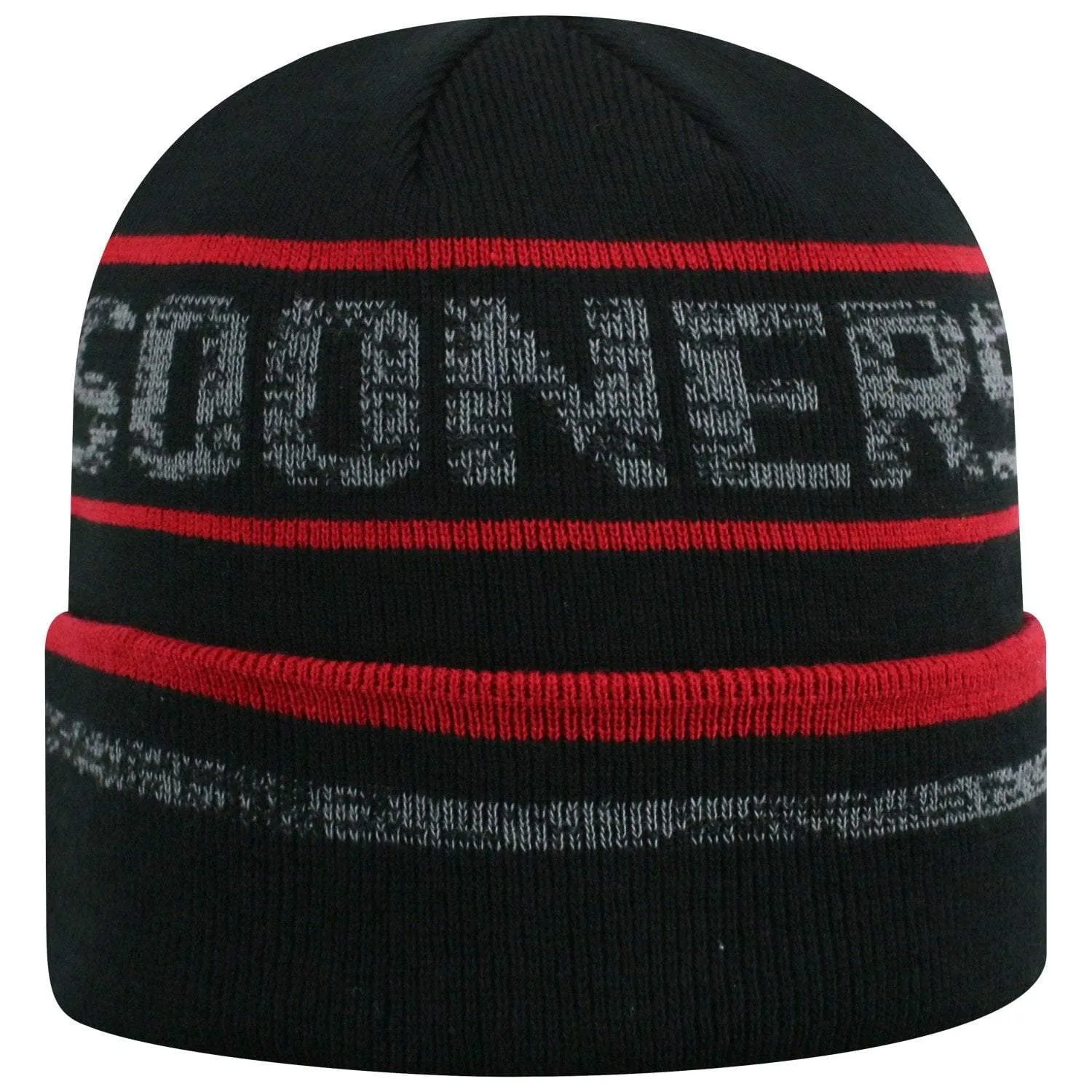 Oklahoma Sooners TOW Black Striped "Effect" Style Cuffed Knit Beanie Cap