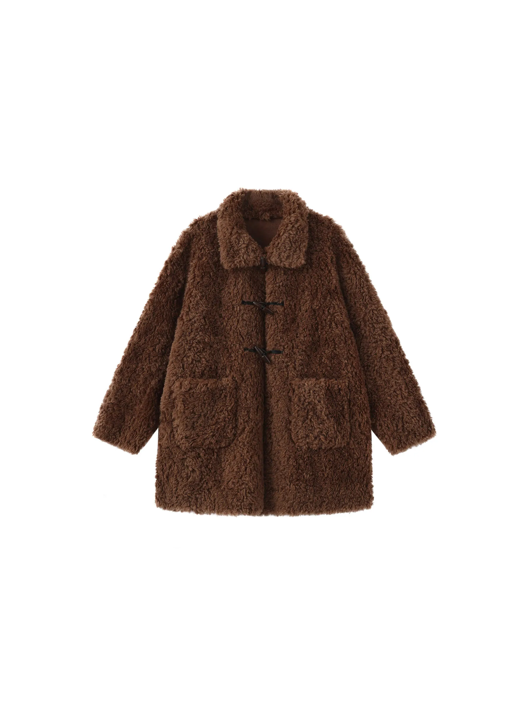 ONE BY CUBIC Hign Collar Furry 100% Wool Coat