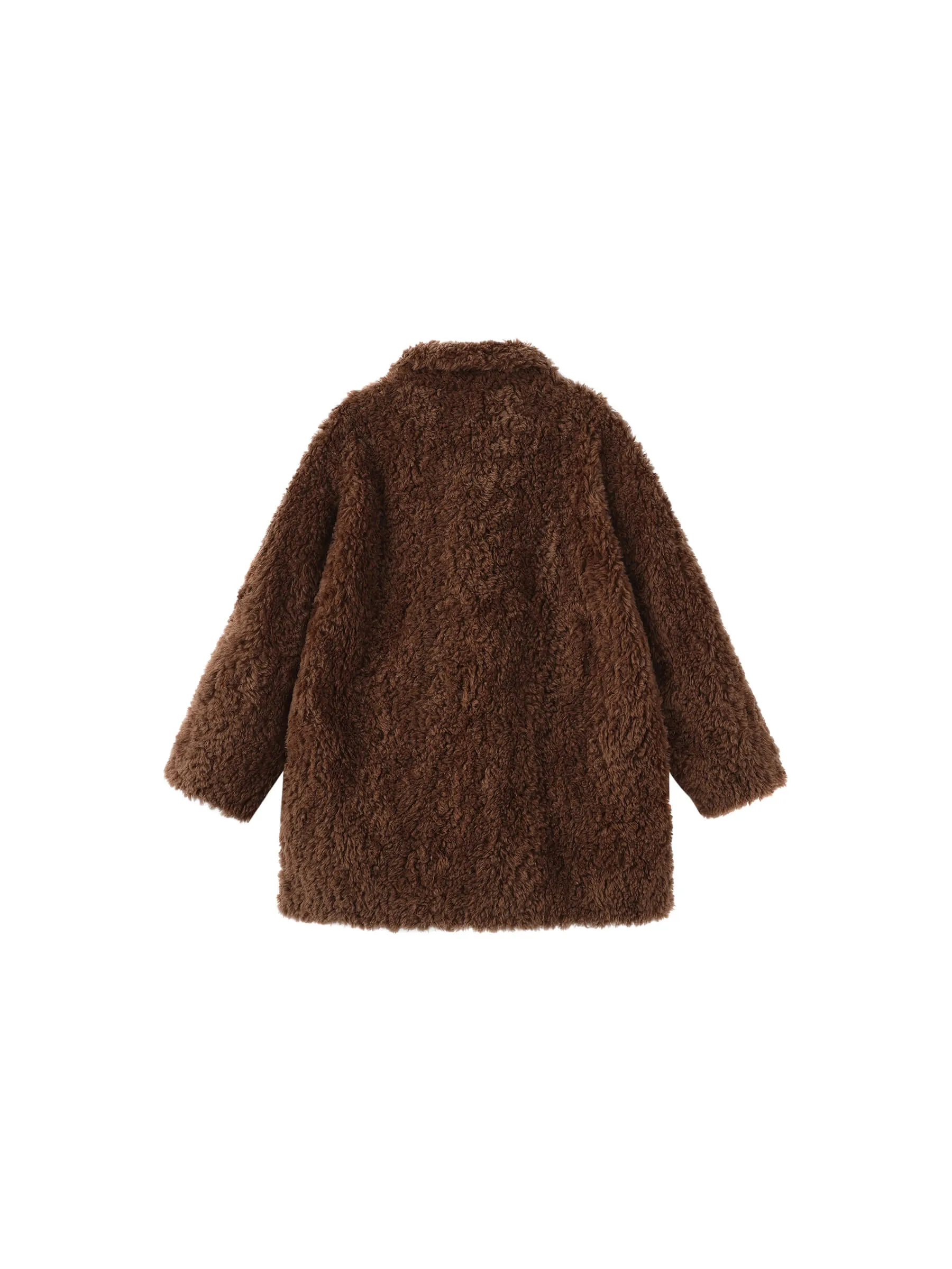 ONE BY CUBIC Hign Collar Furry 100% Wool Coat