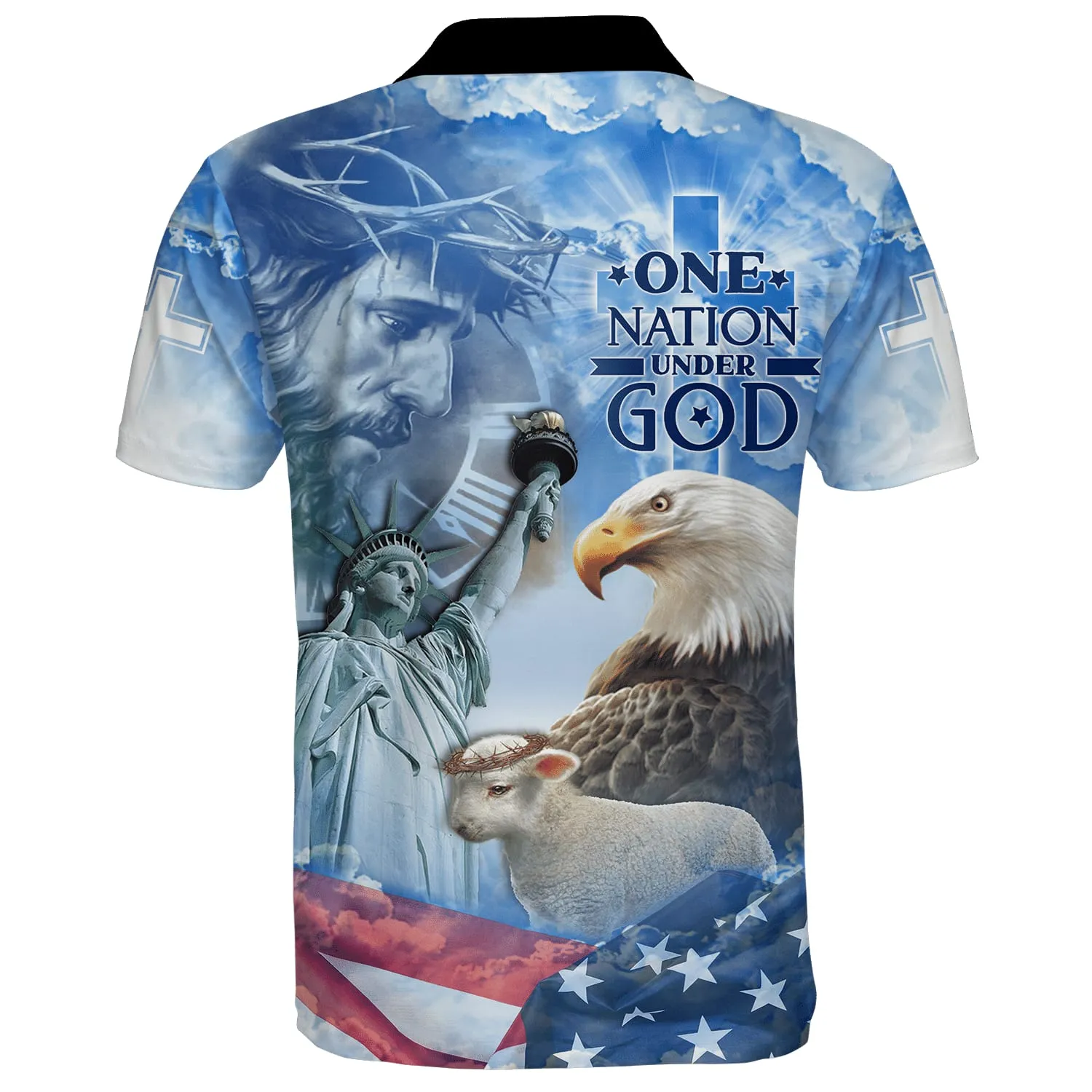 One Nation Under God Jesus Christ American Polo Shirt - Christian Shirts & Shorts