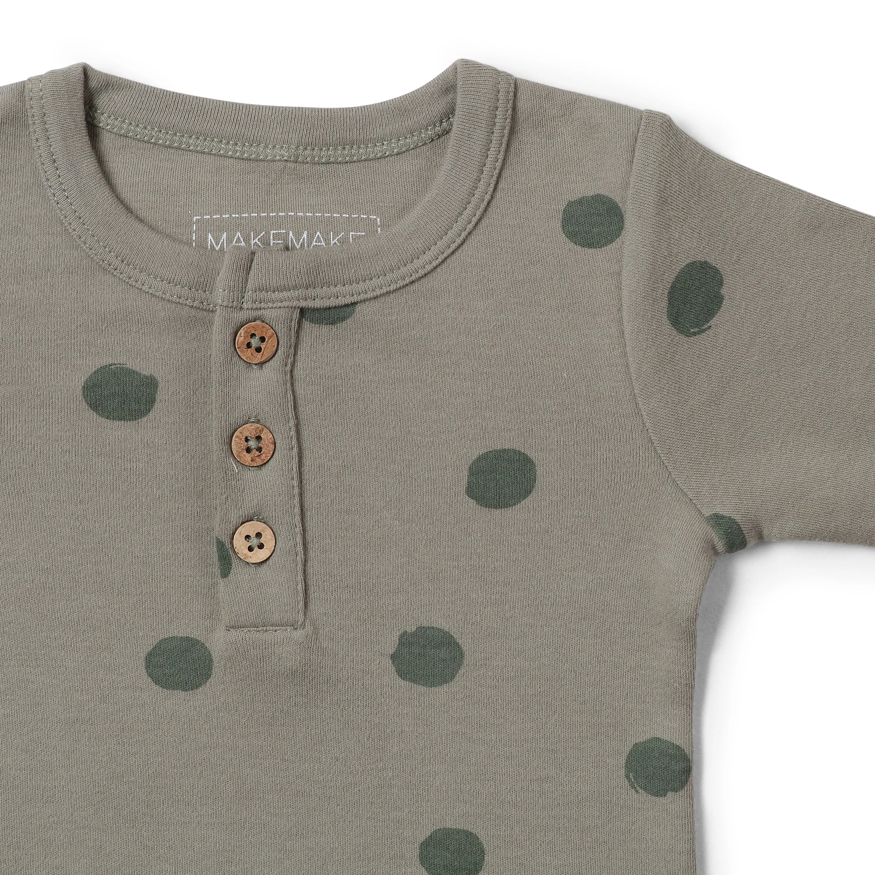 Organic Long Sleeve Tee - Olive Dots