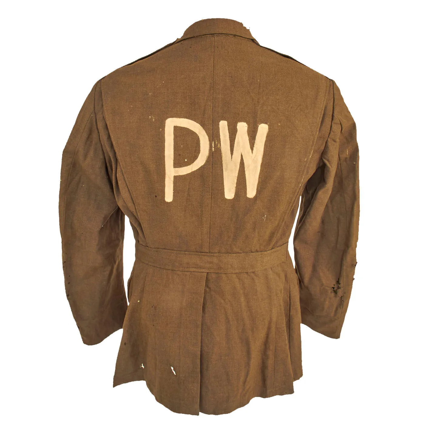 Original U.S. WWII Wool Class A Uniform Coat with Axis Prisoner of War PW Stenciled - Size 36R