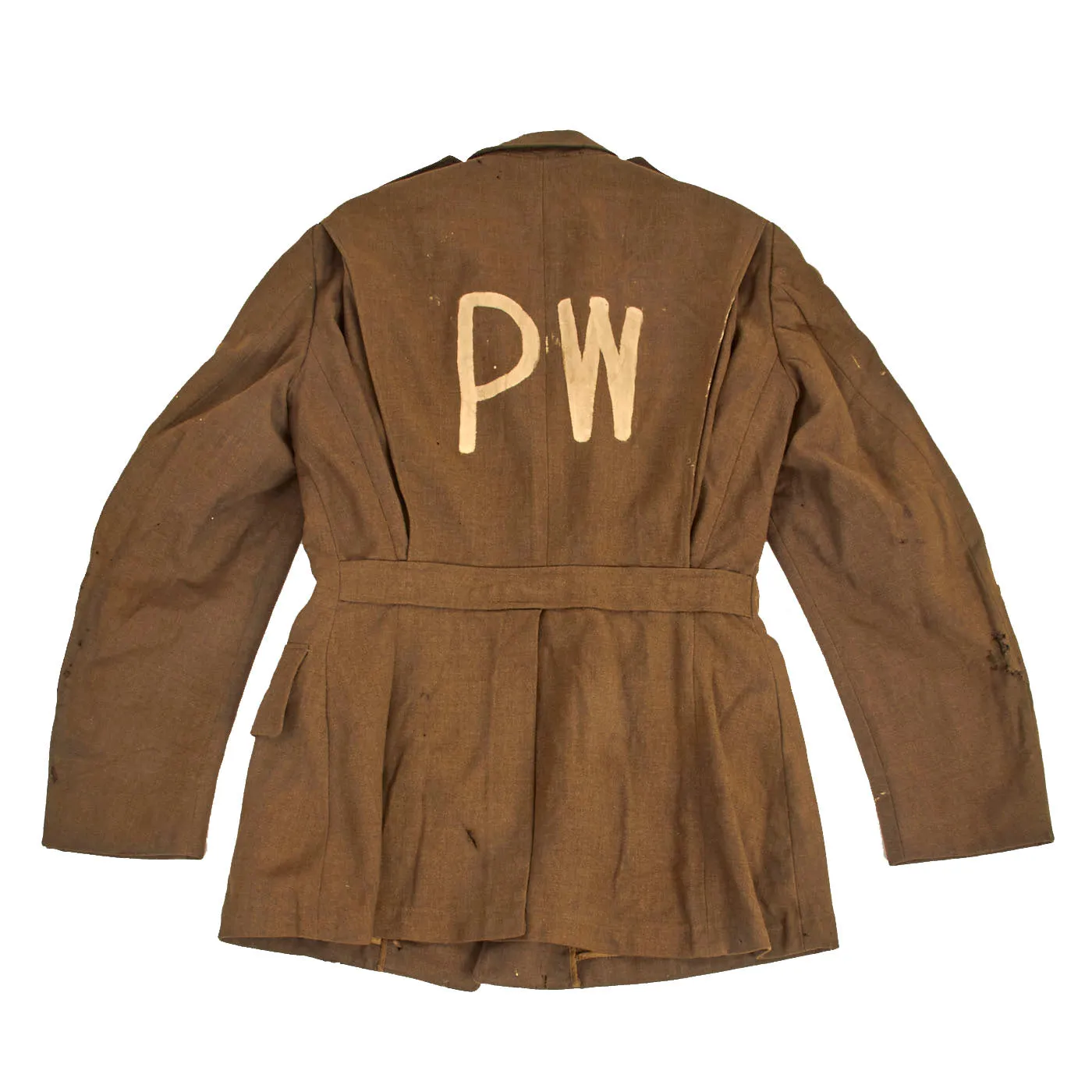 Original U.S. WWII Wool Class A Uniform Coat with Axis Prisoner of War PW Stenciled - Size 36R