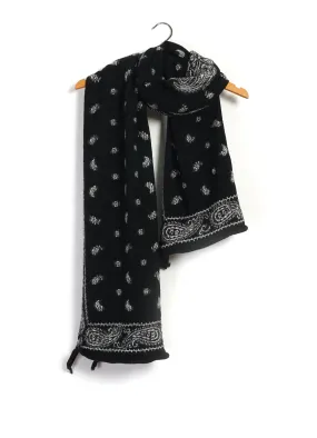 PAISLEY BANDANA | Compressed Wool Scarf | Black