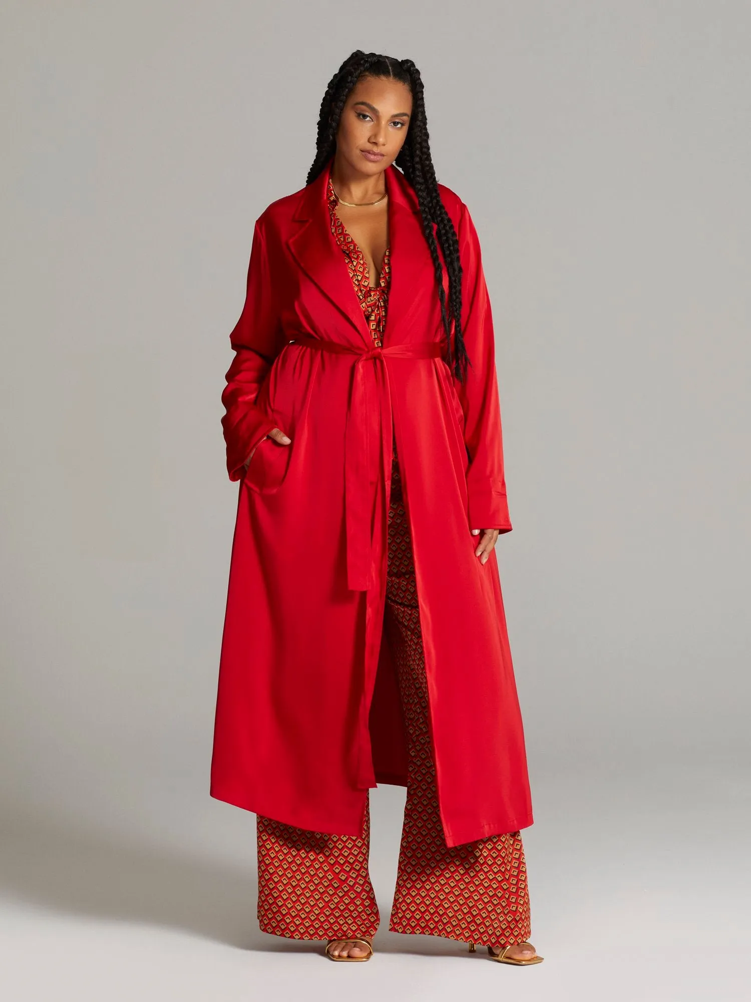 Philana Tie Waist Trench Coat