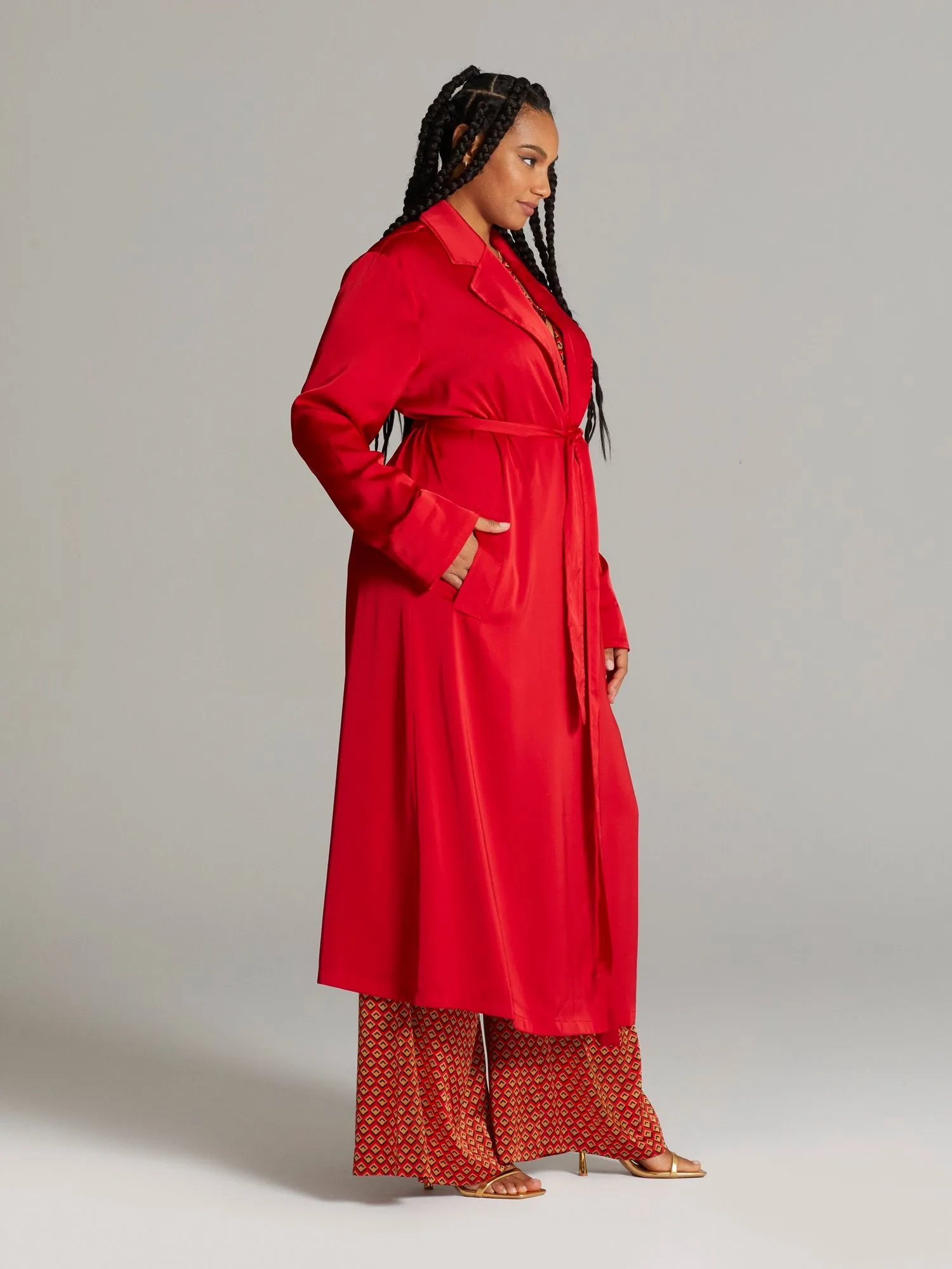 Philana Tie Waist Trench Coat