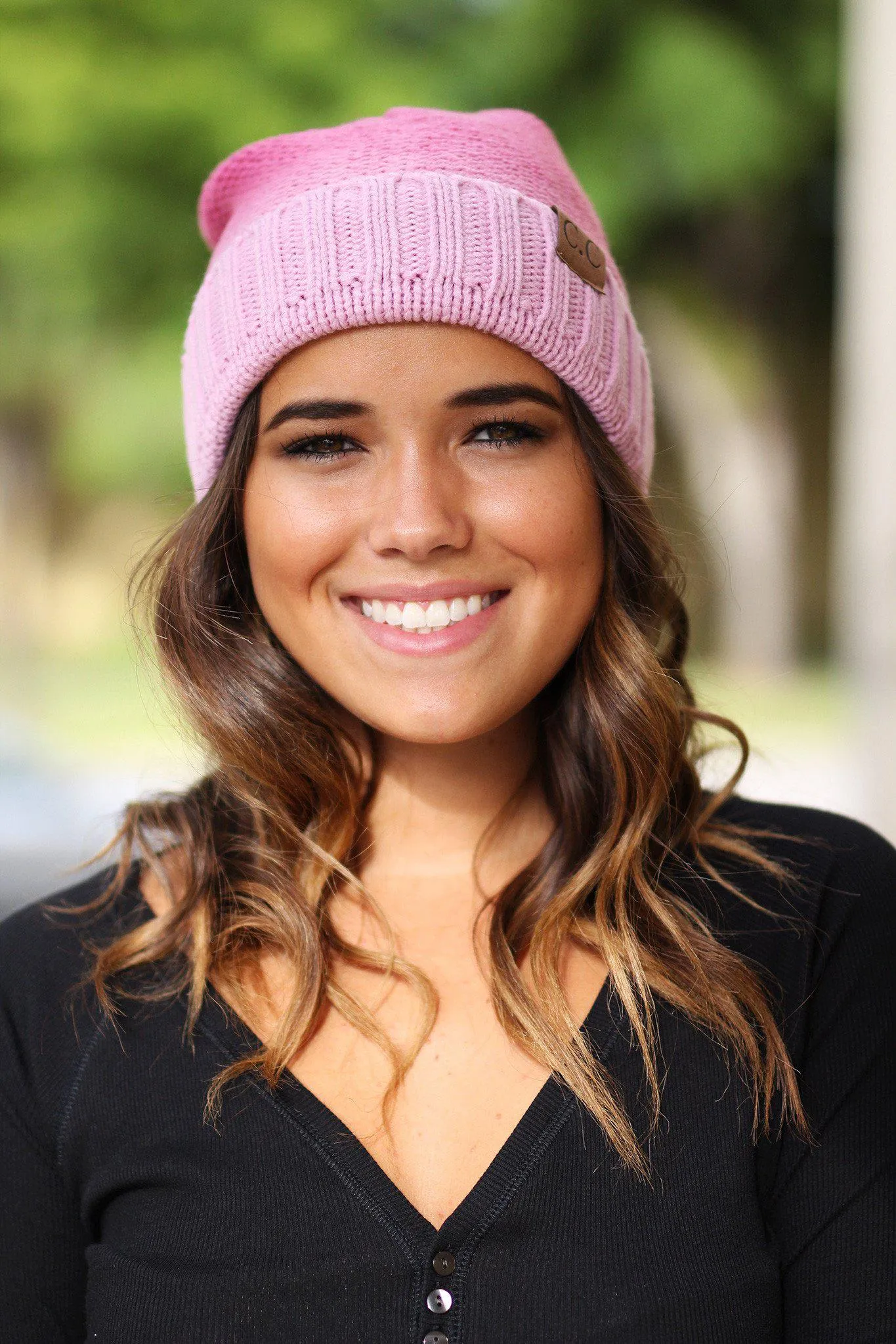 Pink Ombre Knit Beanie