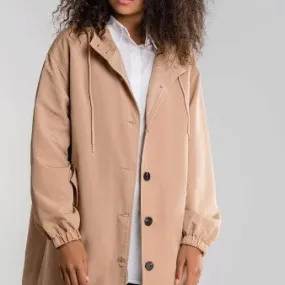 Plus Size Trench Coat Mid-length Loose Long Sleeve Jacket