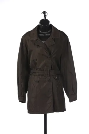 Prada Vintage 90's Brown Button Up Trench Coat with Belt