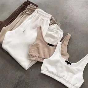 Premium Crop Top and Jogger Lounge Sets