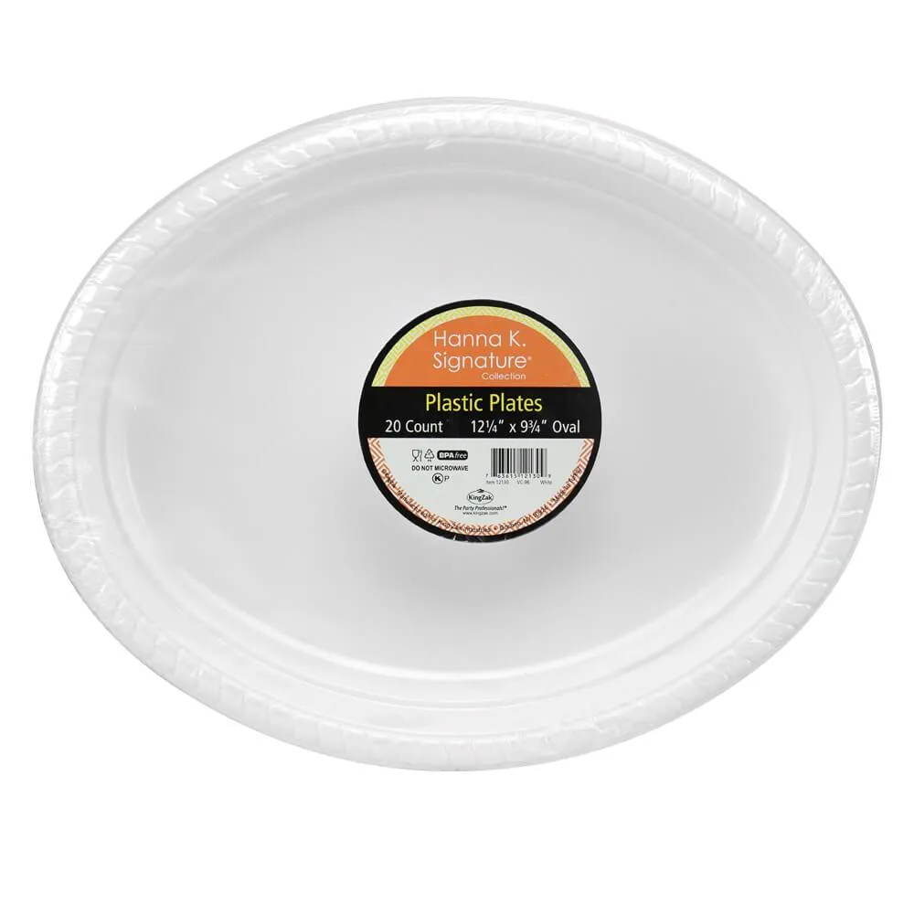 Premium Heavy Weight Plastic Oval Servingware<br/>Size Options: 12.25"x9.75" Plate and 11.5"x9" Bowl