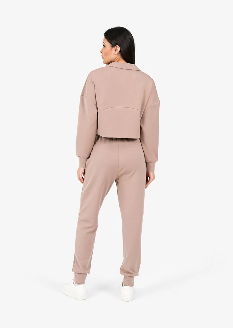 Premium Lounge Set Half Zip Taupe