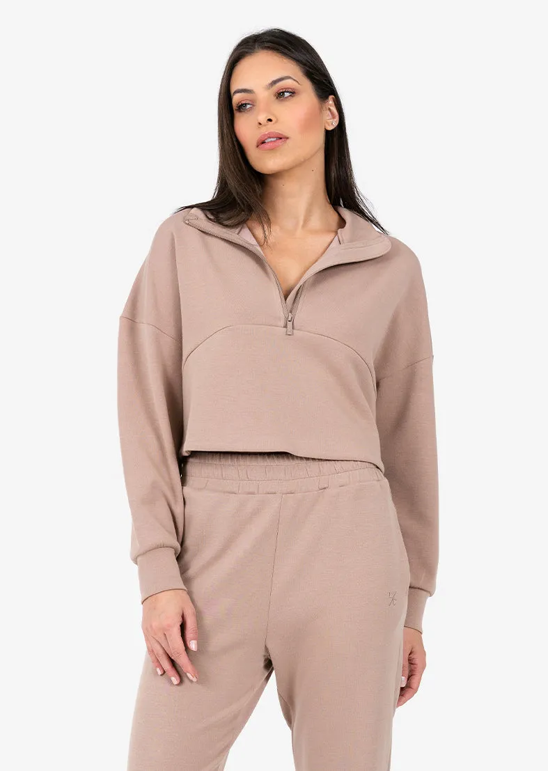 Premium Lounge Set Half Zip Taupe