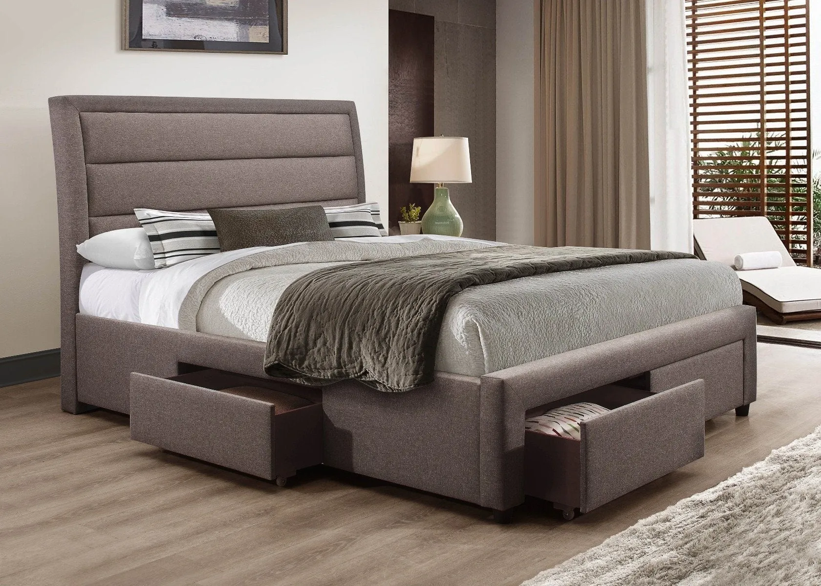 Queen Premium Package | Megan Bed Frame Light Grey, Luna Series Euro Top Mattress (Medium Firm) & Bamboo Mattress Topper!