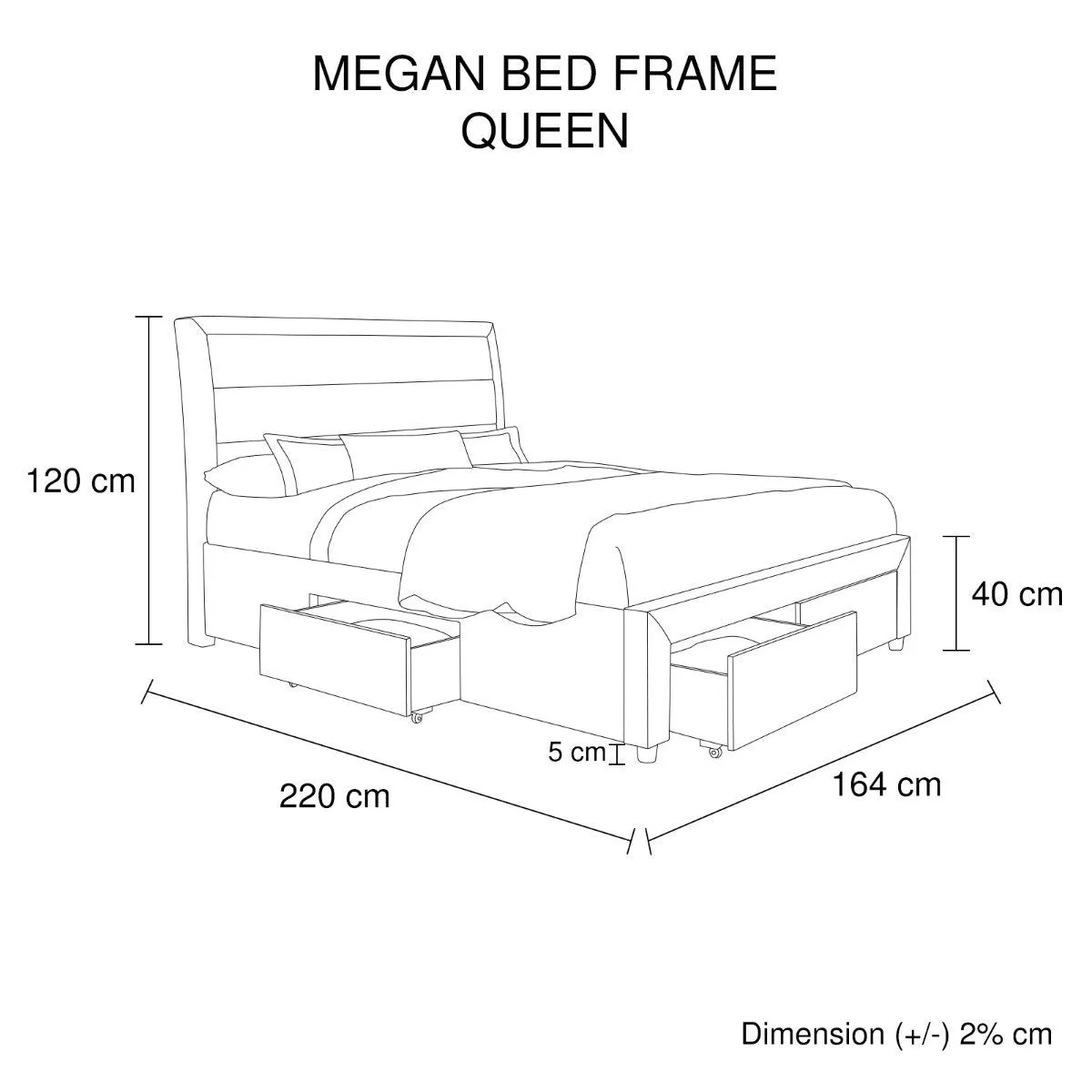 Queen Premium Package | Megan Bed Frame Light Grey, Luna Series Euro Top Mattress (Medium Firm) & Bamboo Mattress Topper!