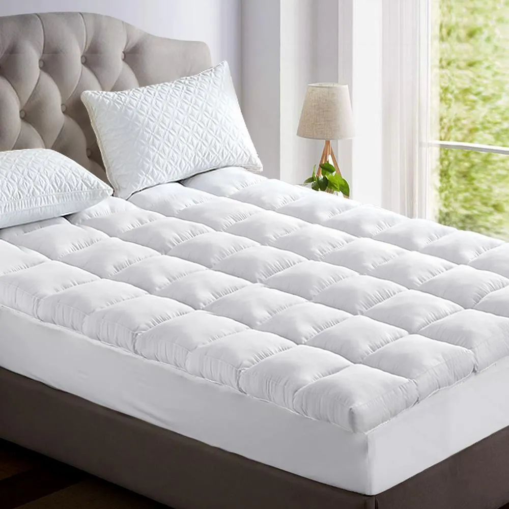 Queen Premium Package | Megan Bed Frame Light Grey, Luna Series Euro Top Mattress (Medium Firm) & Bamboo Mattress Topper!