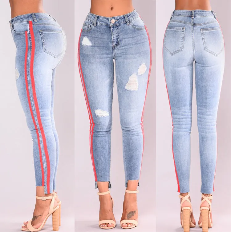 Red Side Stripe Denim Jeans