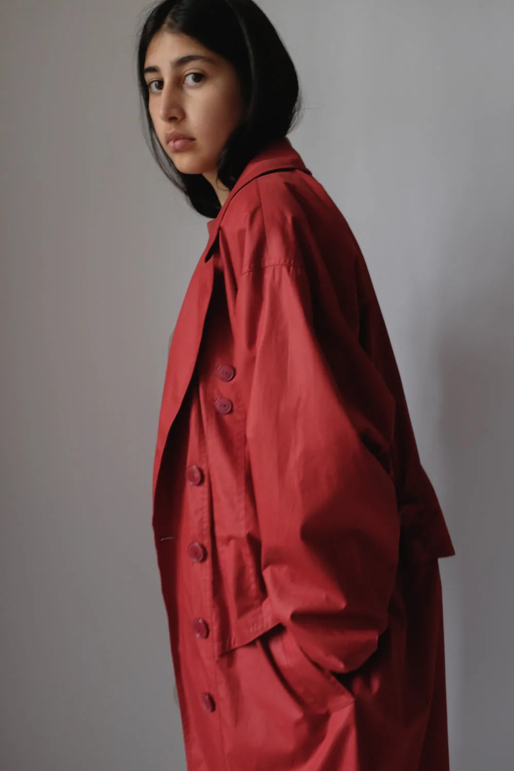 RED VINTAGE TRENCH COAT