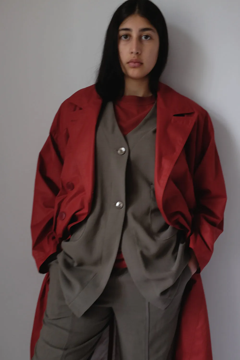 RED VINTAGE TRENCH COAT