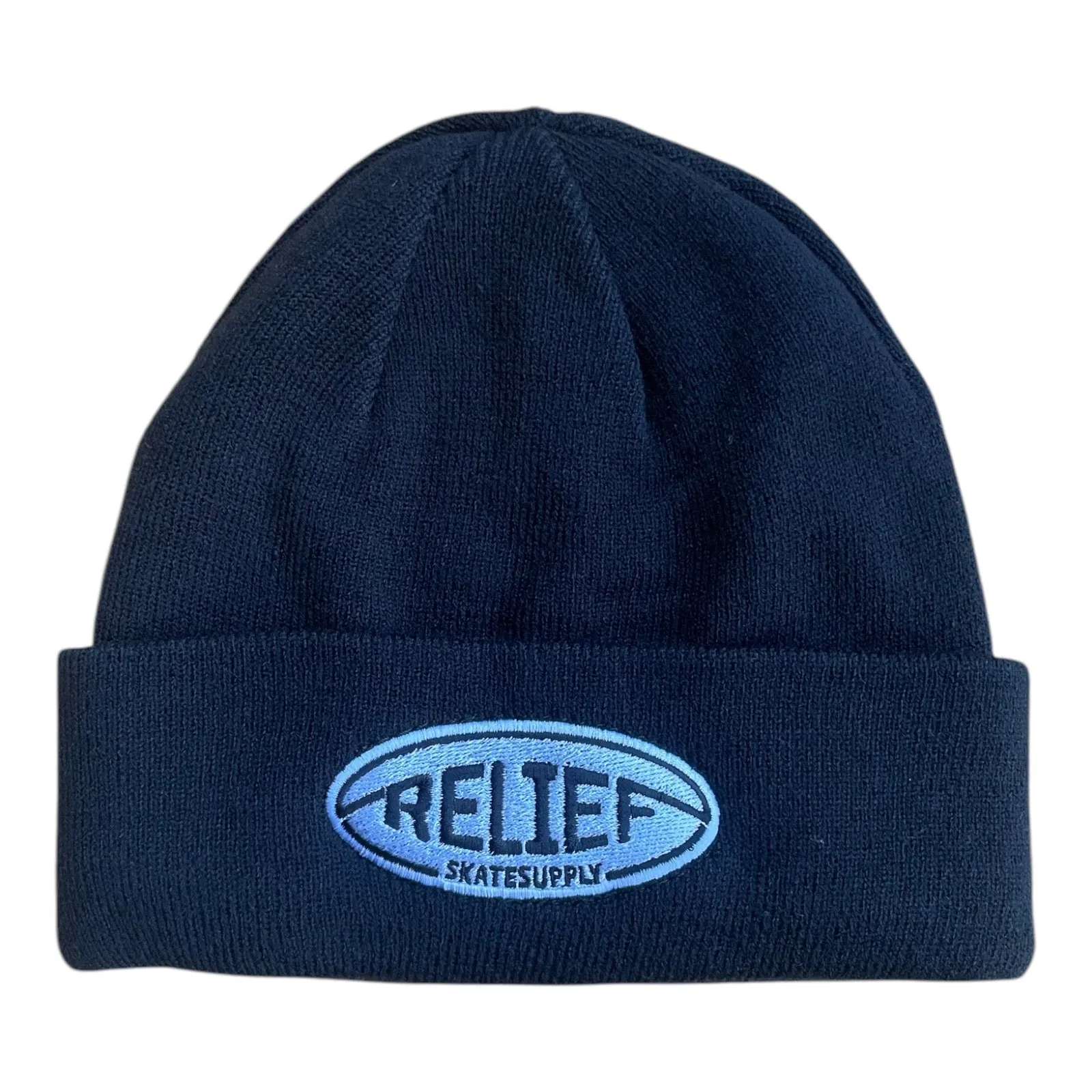 Relief Oval Embroidery Beanie Black