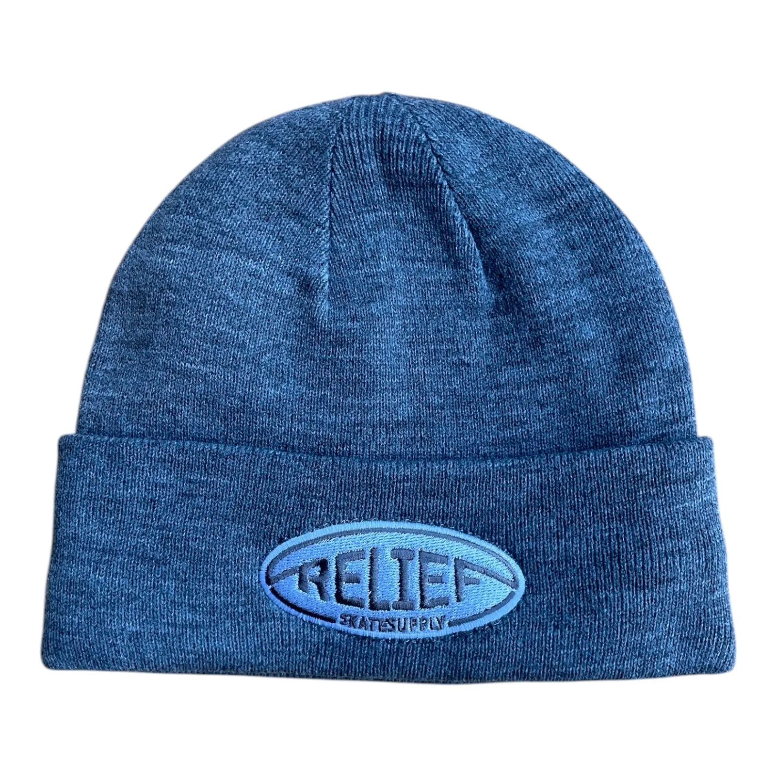 Relief Oval Embroidery Beanie Grey