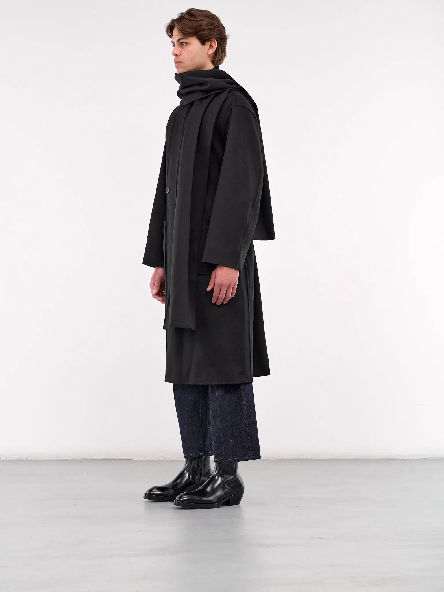 Scarf Collar Coat (ST-1054-BLACK)