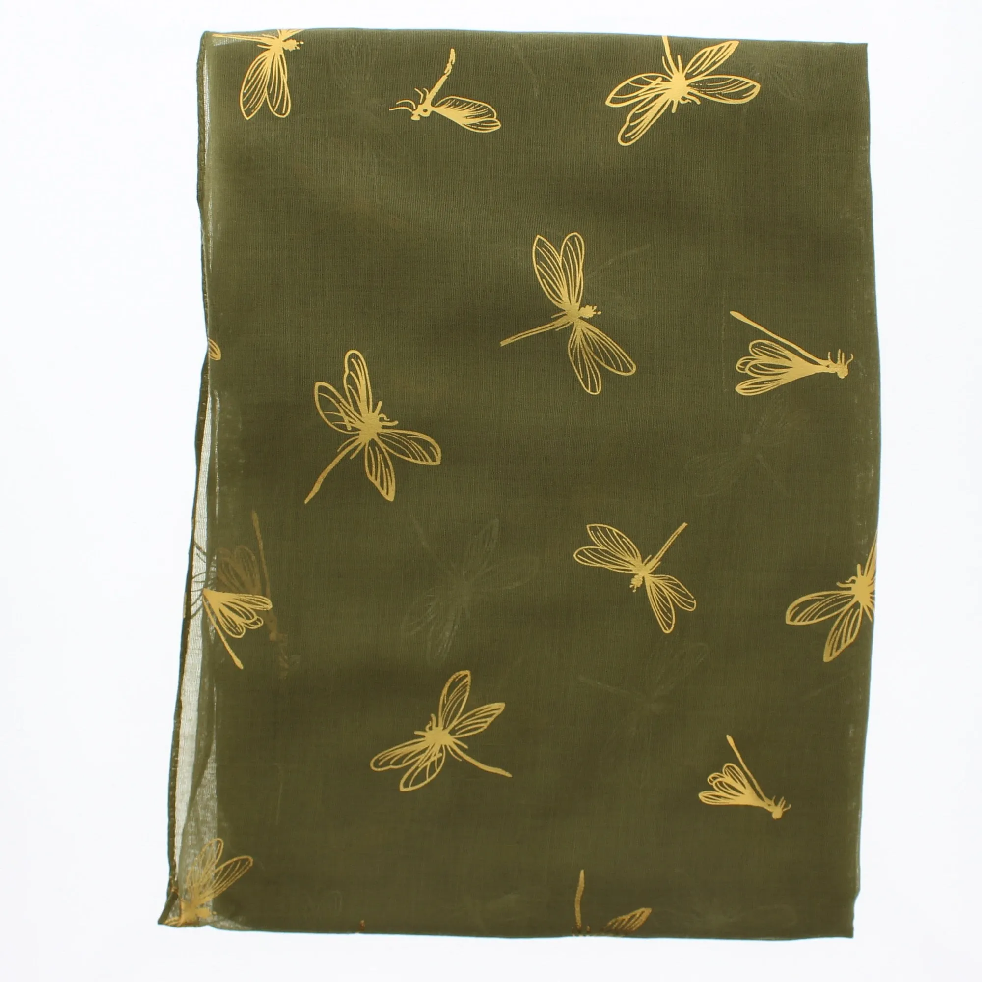 Scarf with Large Gold Foil Dragonfly Print