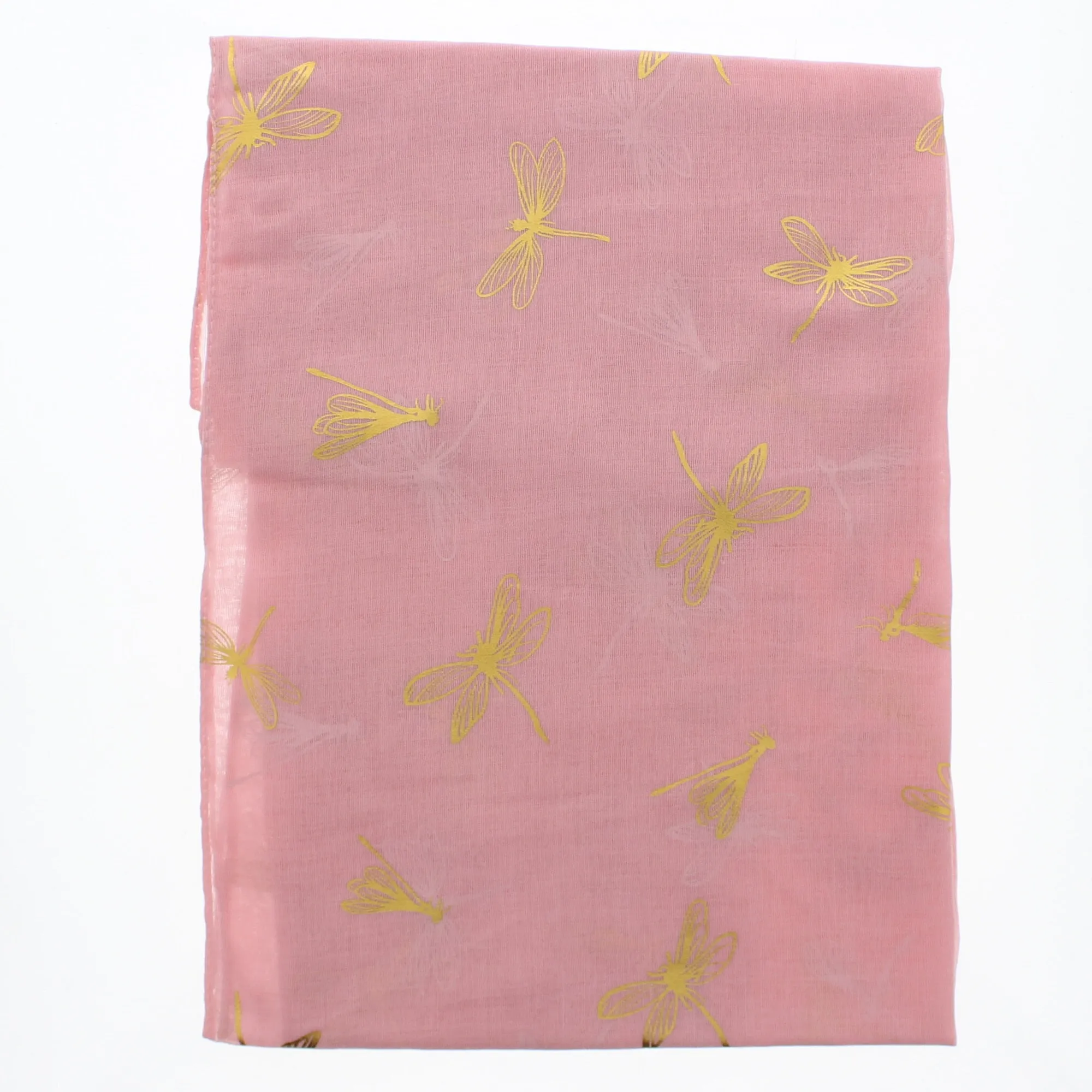 Scarf with Large Gold Foil Dragonfly Print