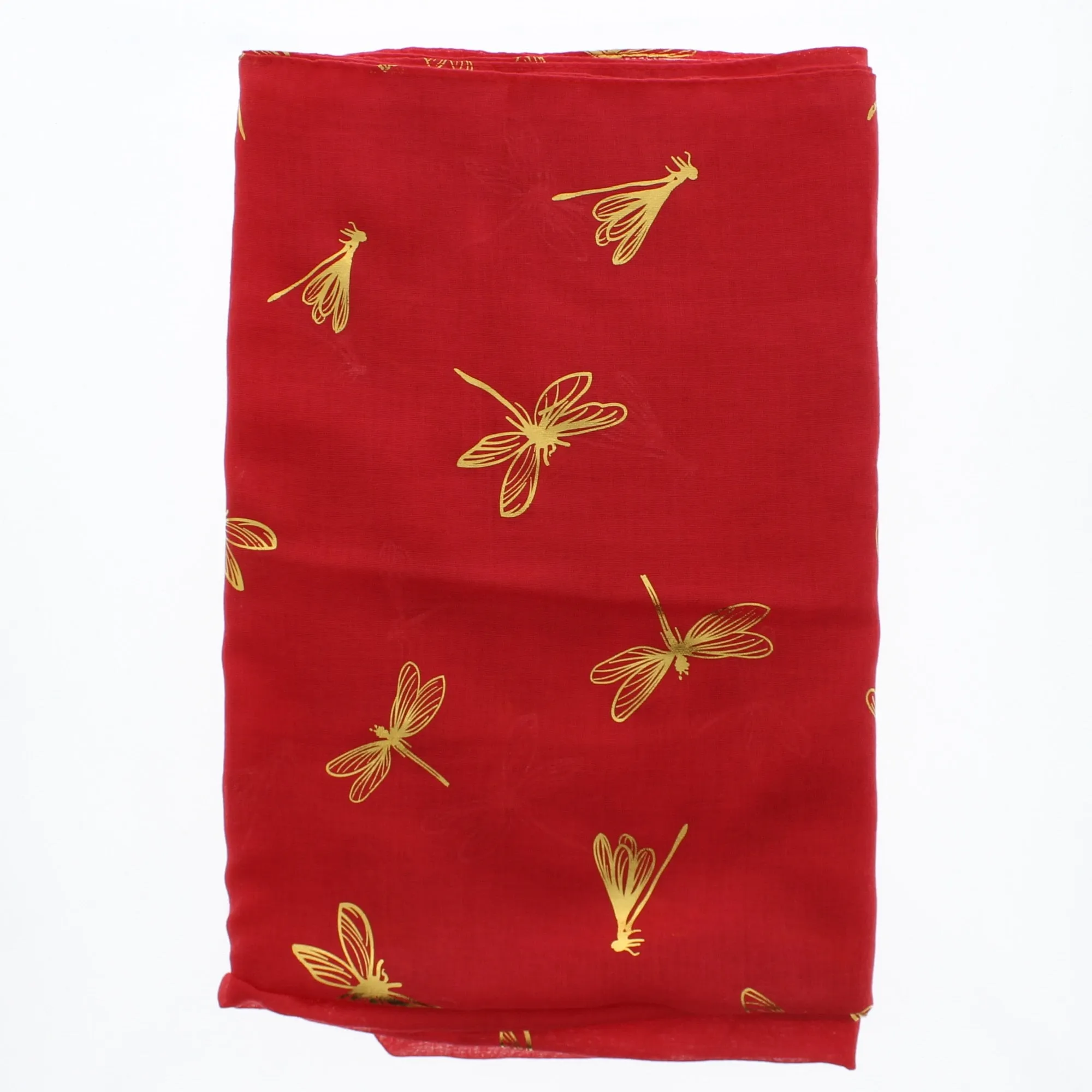 Scarf with Large Gold Foil Dragonfly Print