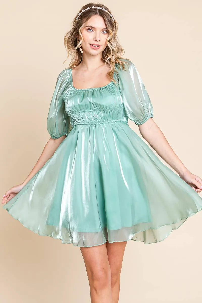 Seafoam Babydoll Mini Dress