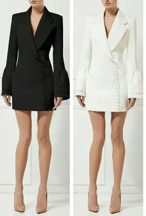 SEXY BLACK & WHITE COAT DRESS