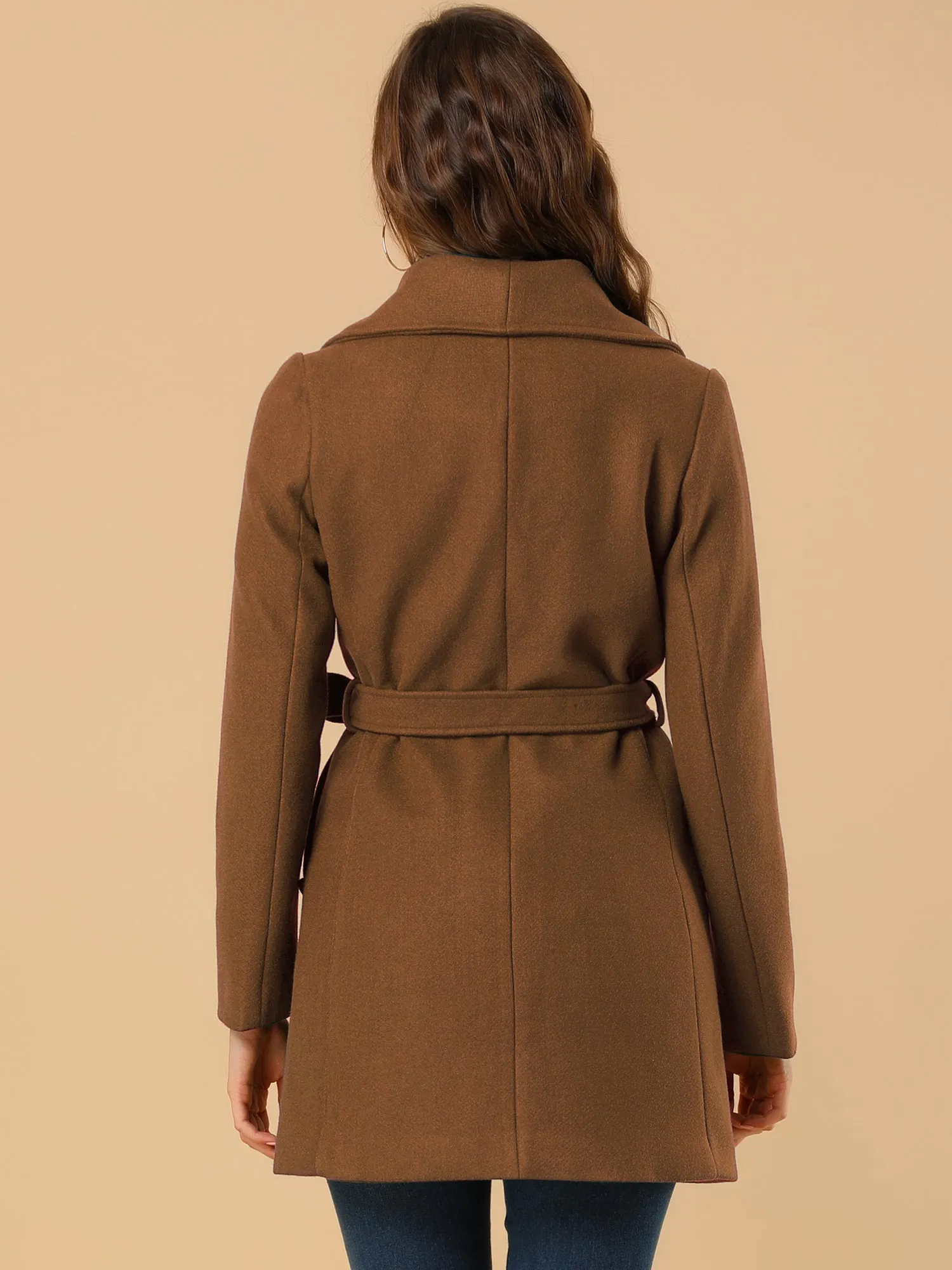 Shawl Collar Single Breasted Winter Long Belted Coat