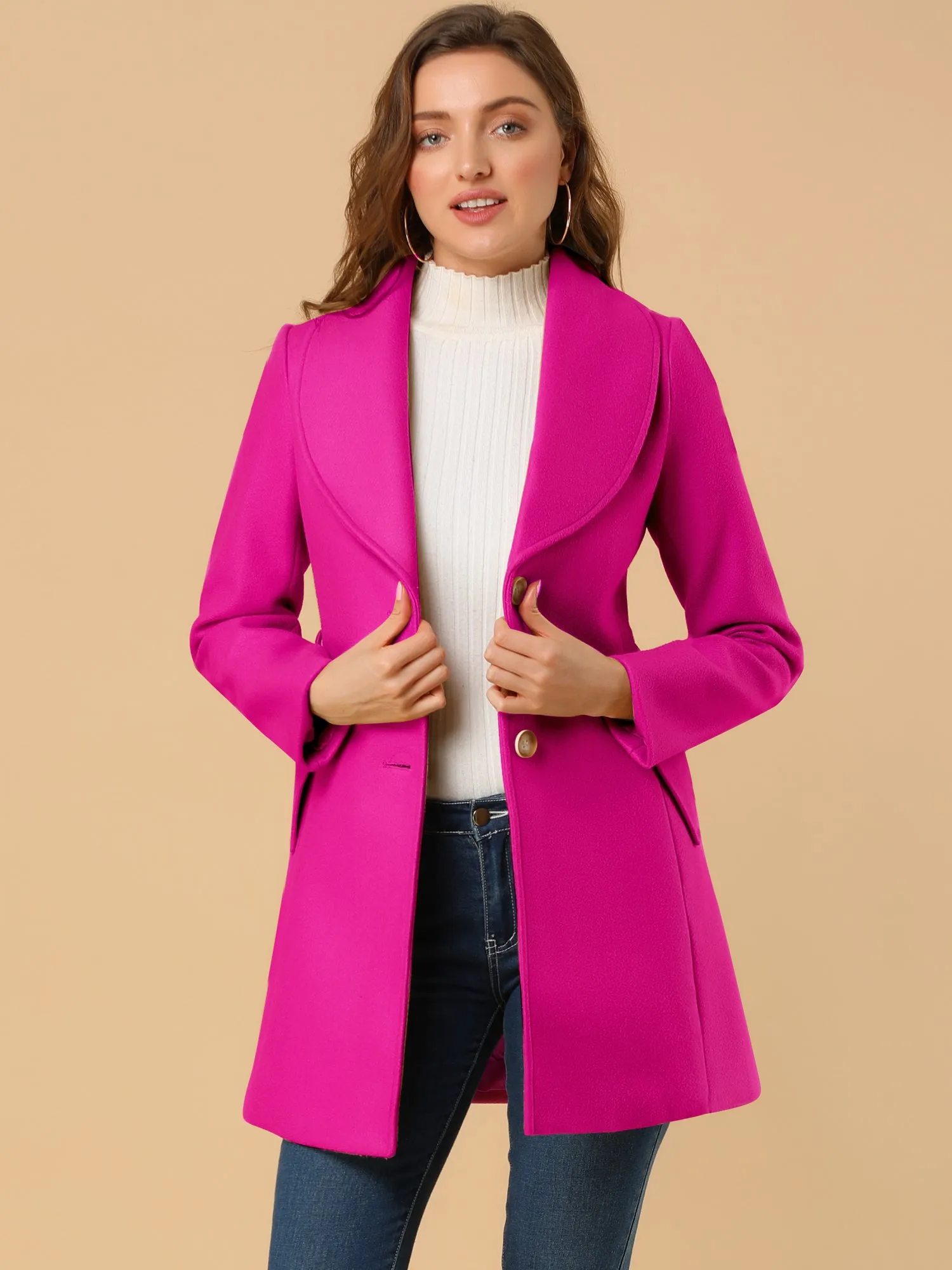 Shawl Collar Single Breasted Winter Long Belted Coat