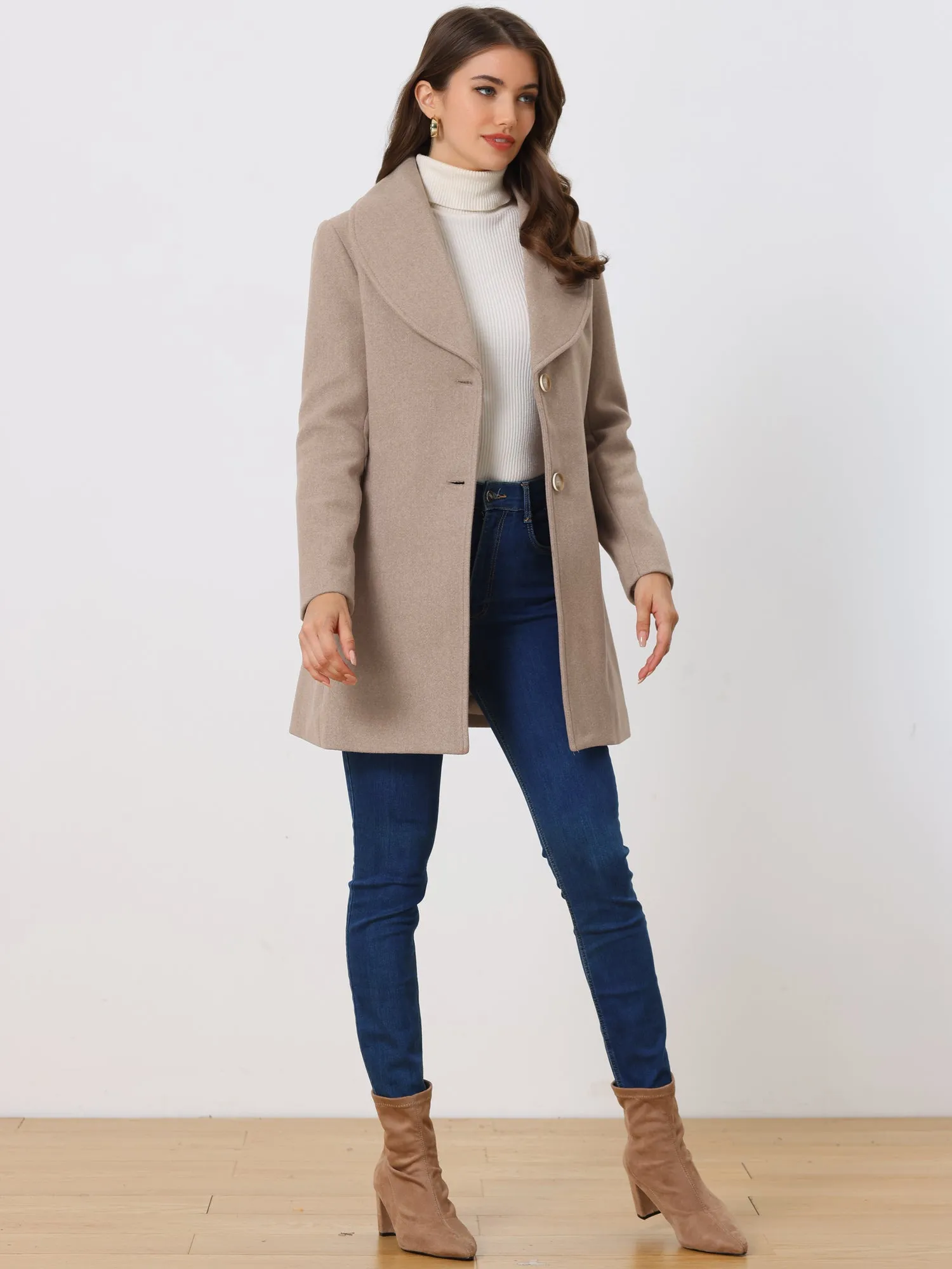 Shawl Collar Single Breasted Winter Long Belted Coat