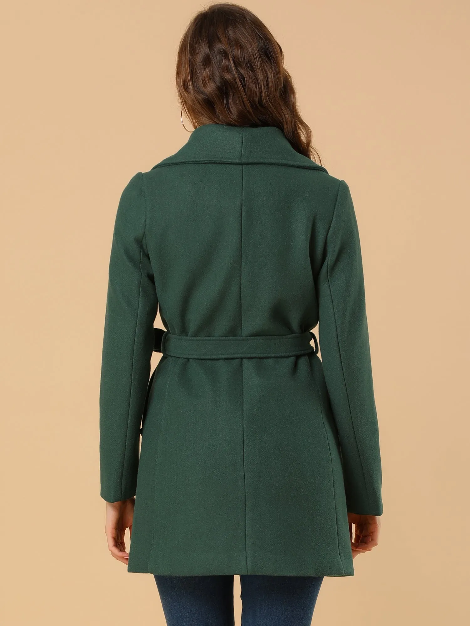 Shawl Collar Single Breasted Winter Long Belted Coat