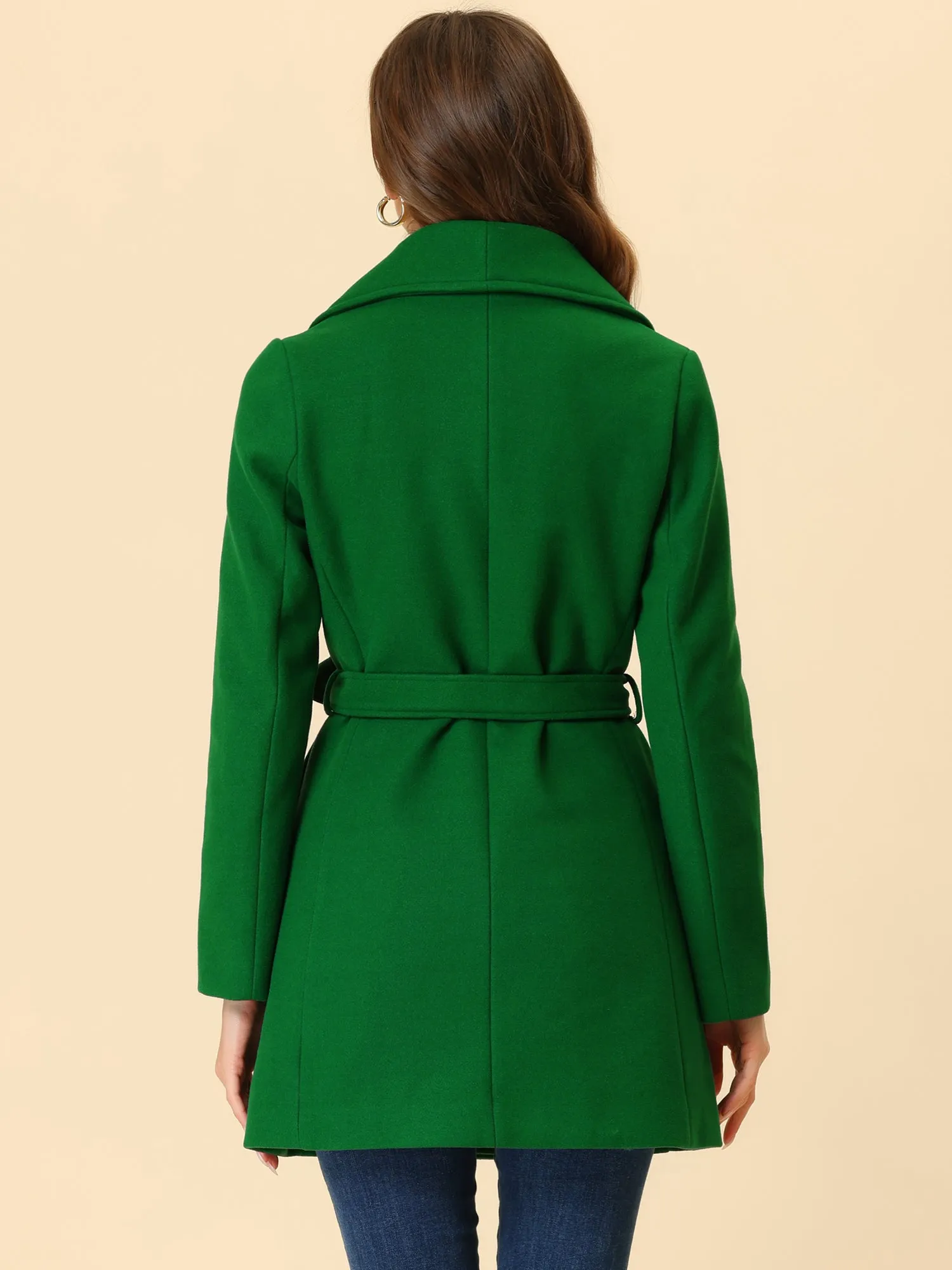 Shawl Collar Single Breasted Winter Long Belted Coat