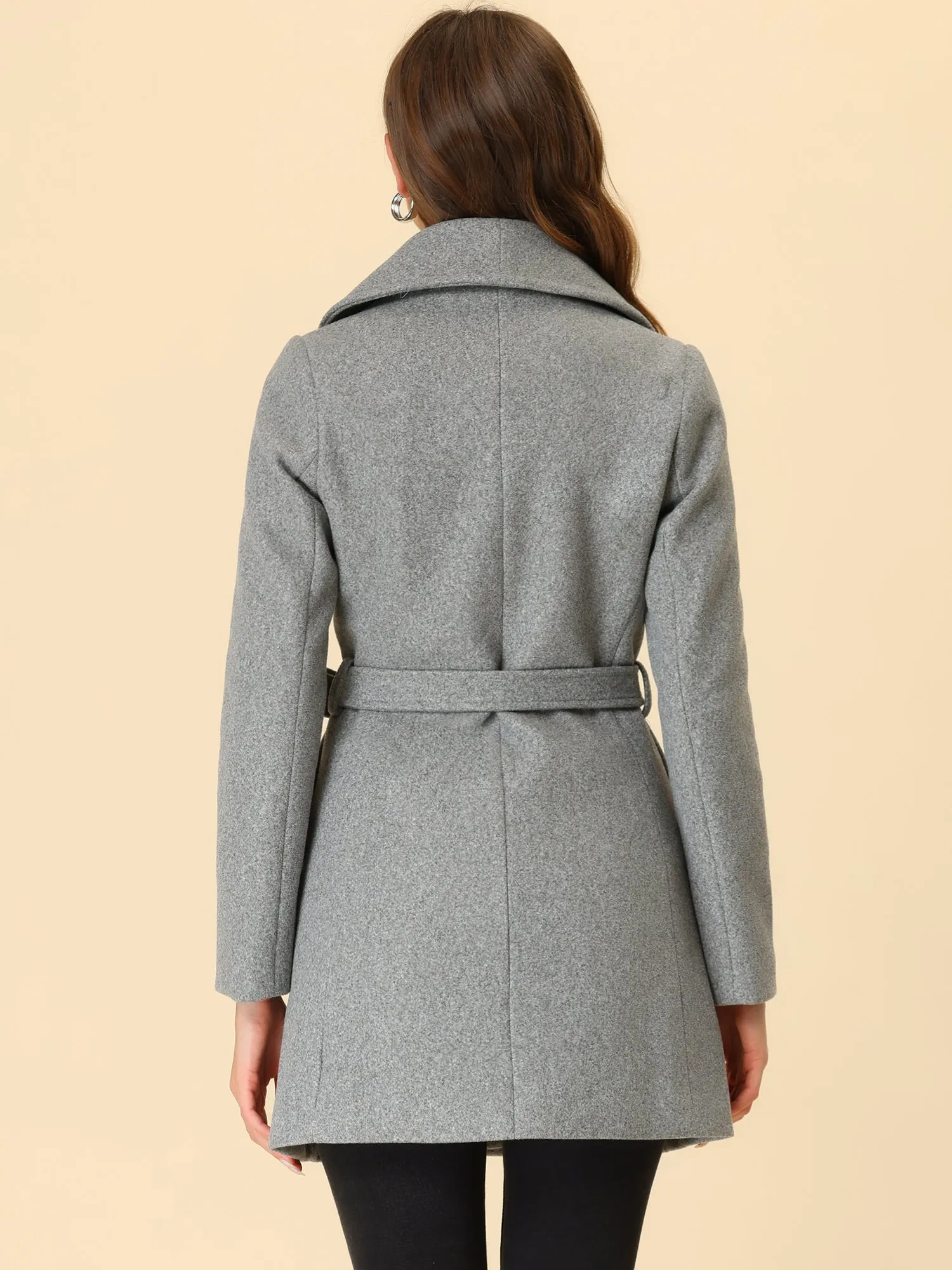 Shawl Collar Single Breasted Winter Long Belted Coat