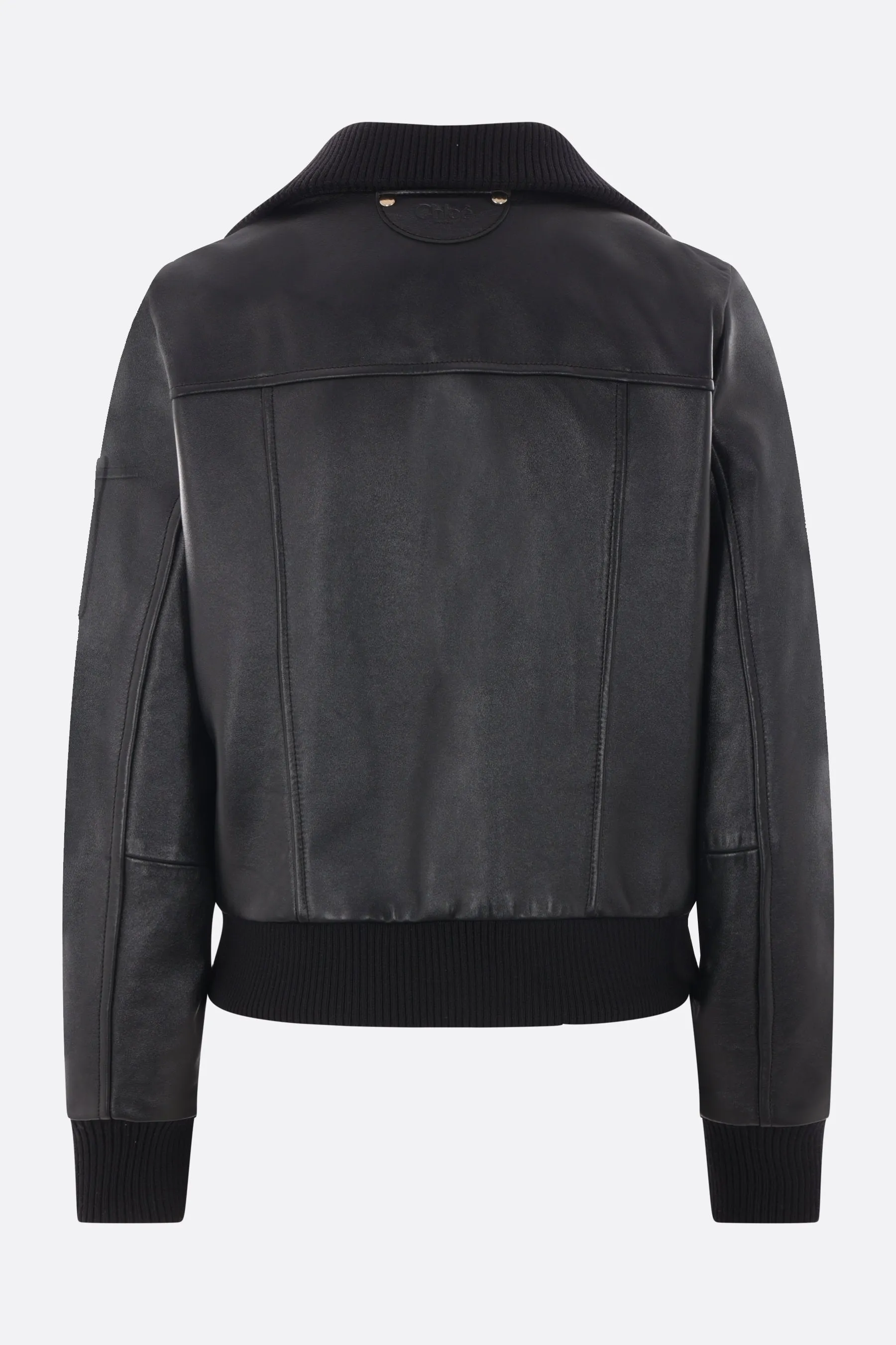 Shiny Leather Bomber Jacket