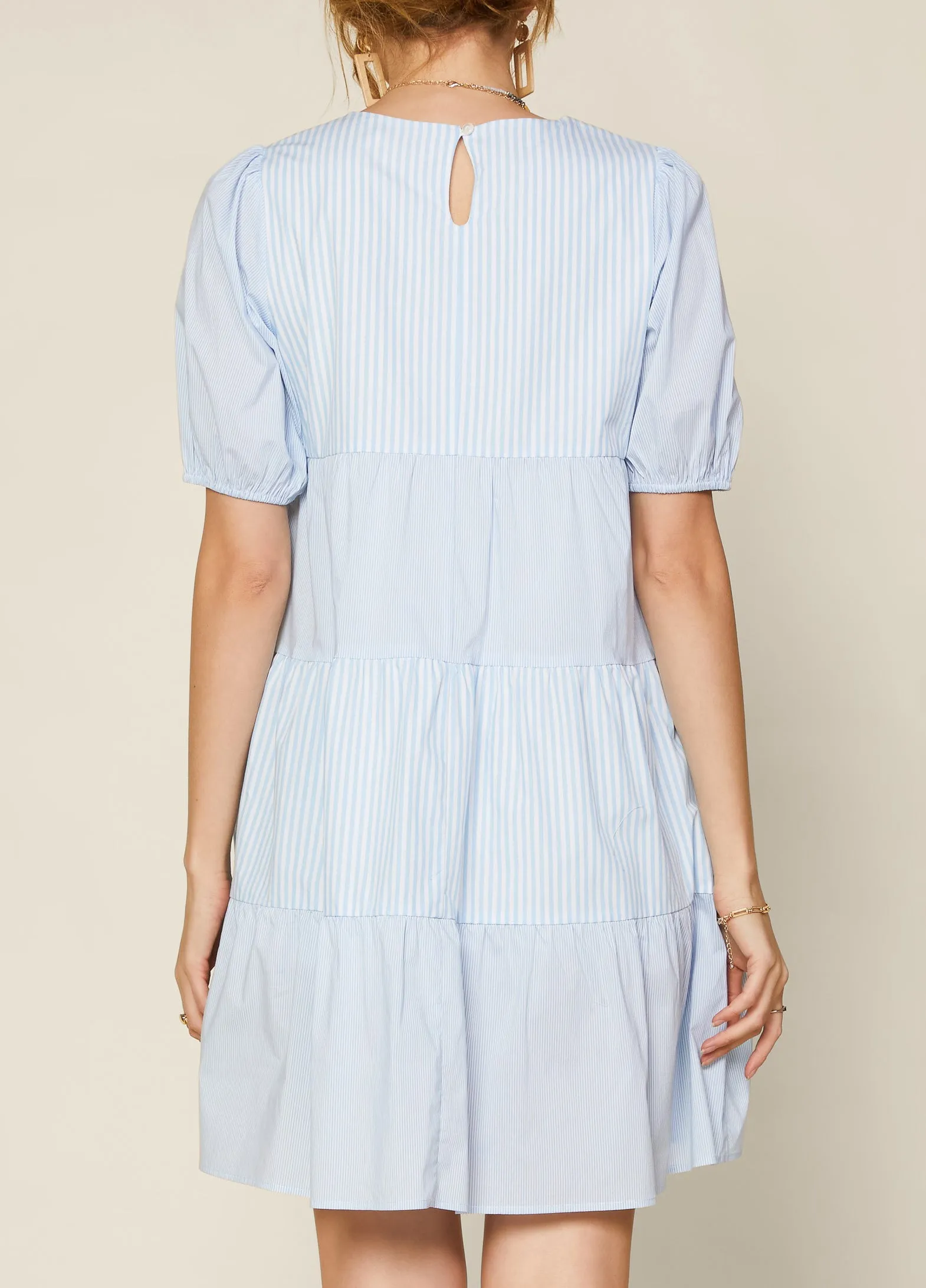 Sky Blue Stripe Babydoll Dress