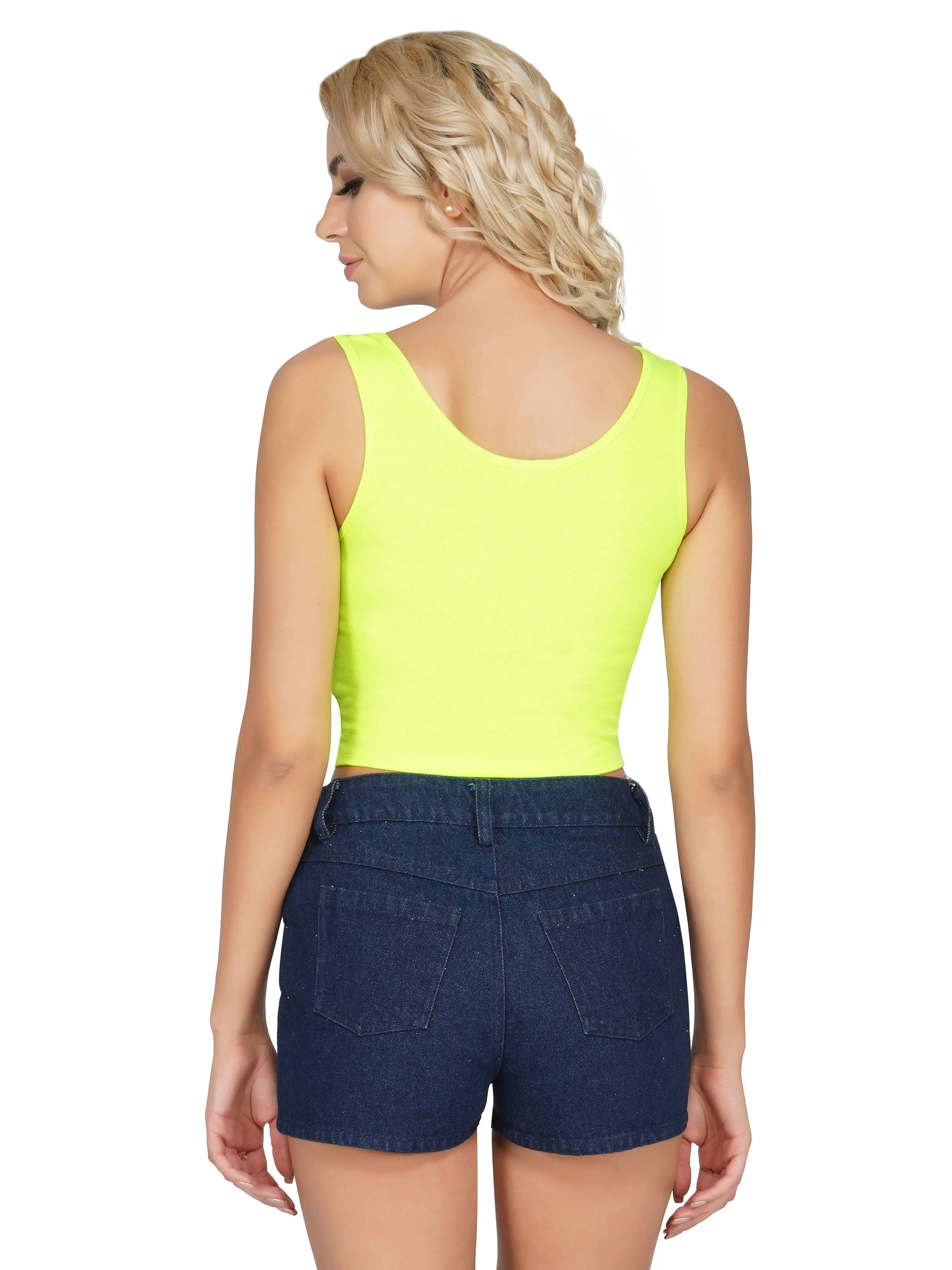 SLAY. Women's Neon Green Printed Crop Top