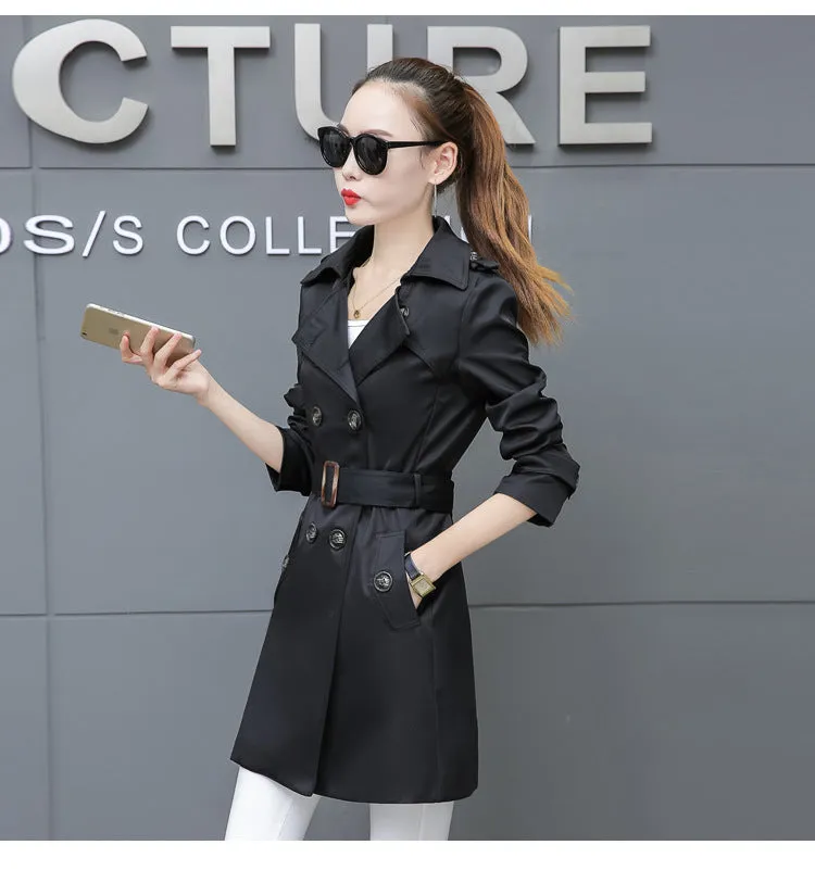 Slim Women Trench Coat Plus Size Mid-length