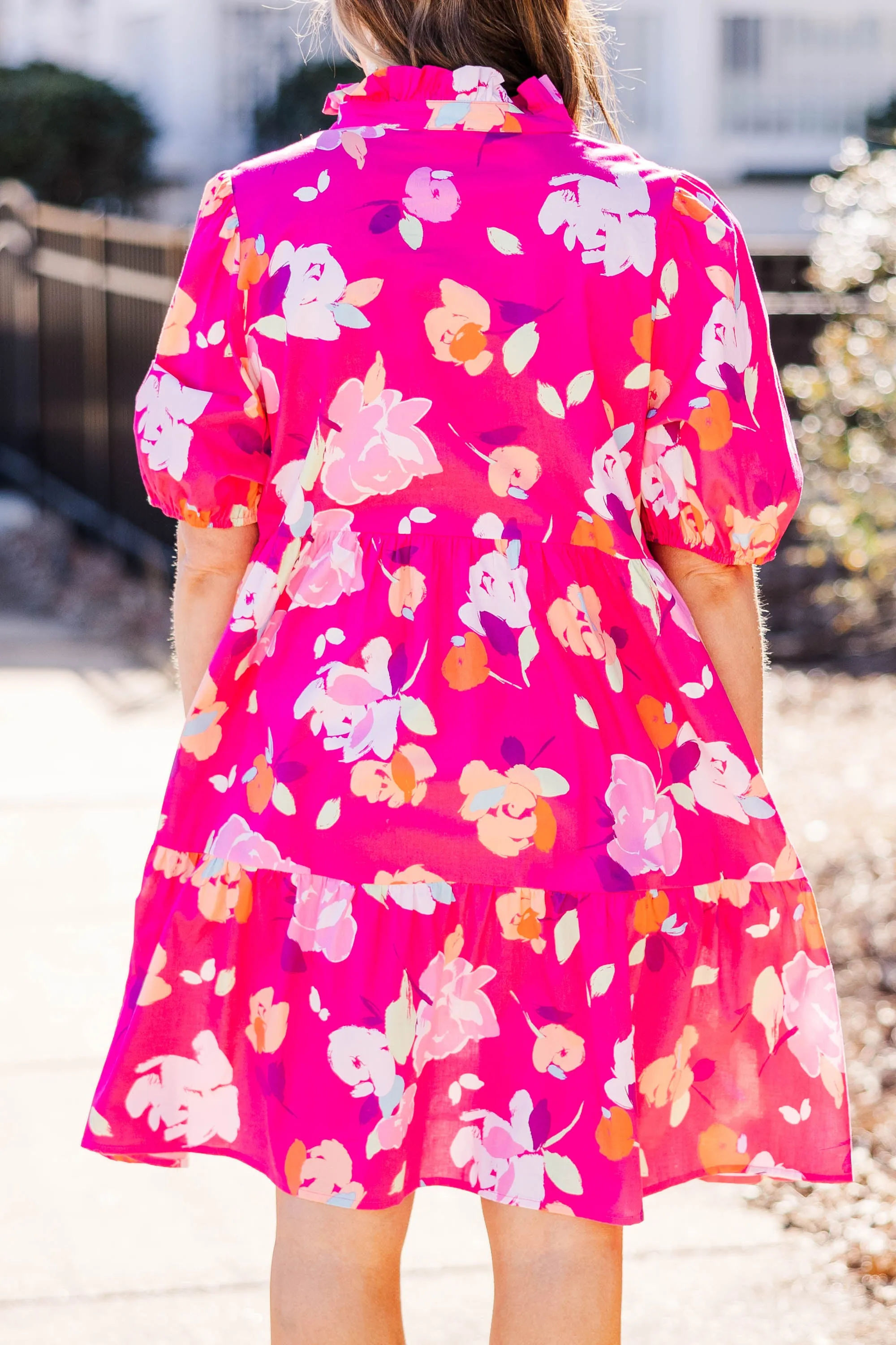 Smiles On Repeat Dress, Fuchsia