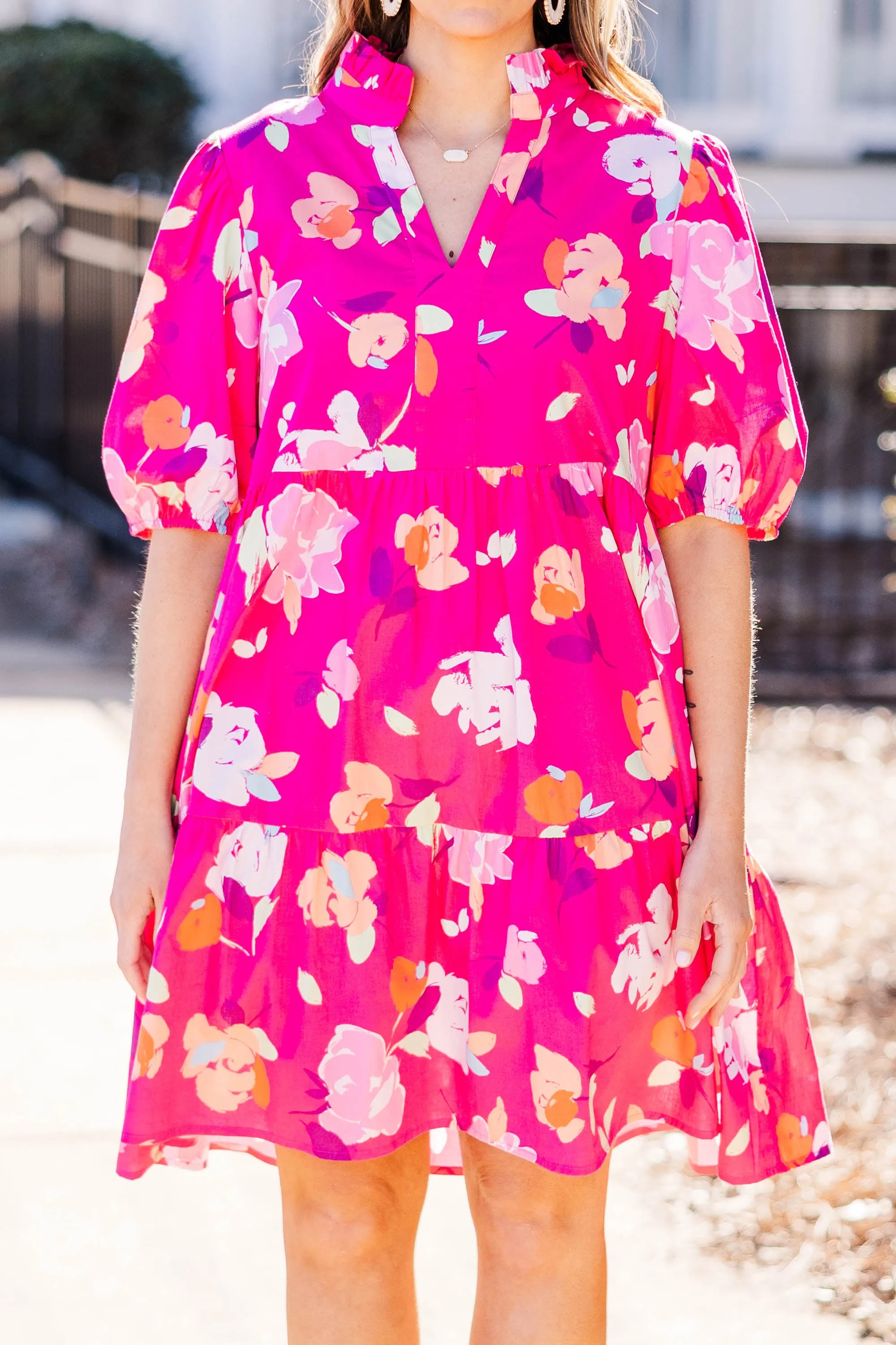 Smiles On Repeat Dress, Fuchsia