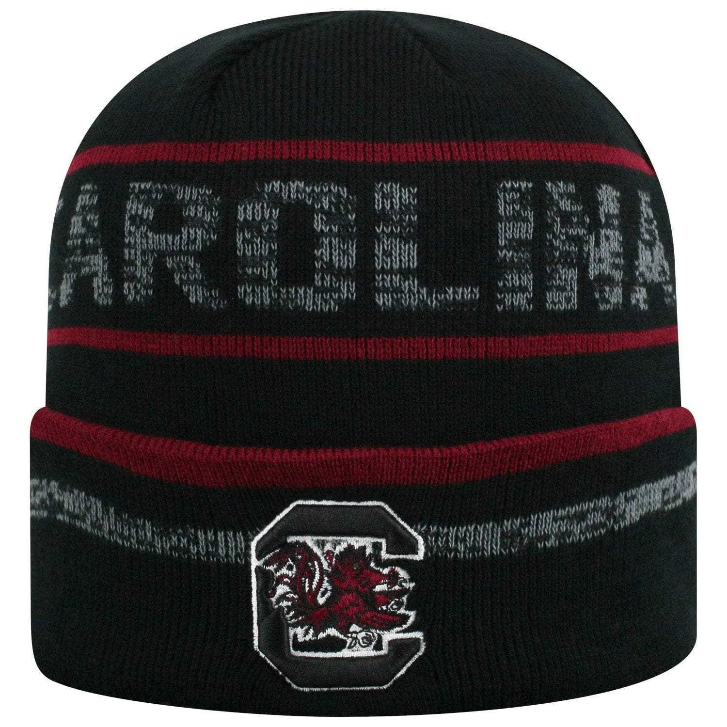 South Carolina Gamecocks TOW Black Striped "Effect" Style Cuffed Knit Beanie Cap