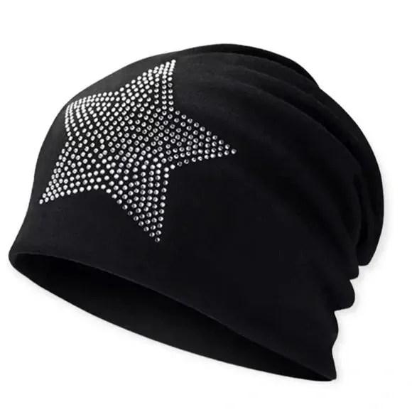 Star Studded Jersey Beanie Cap