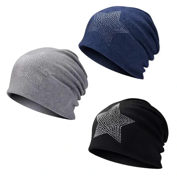 Star Studded Jersey Beanie Cap